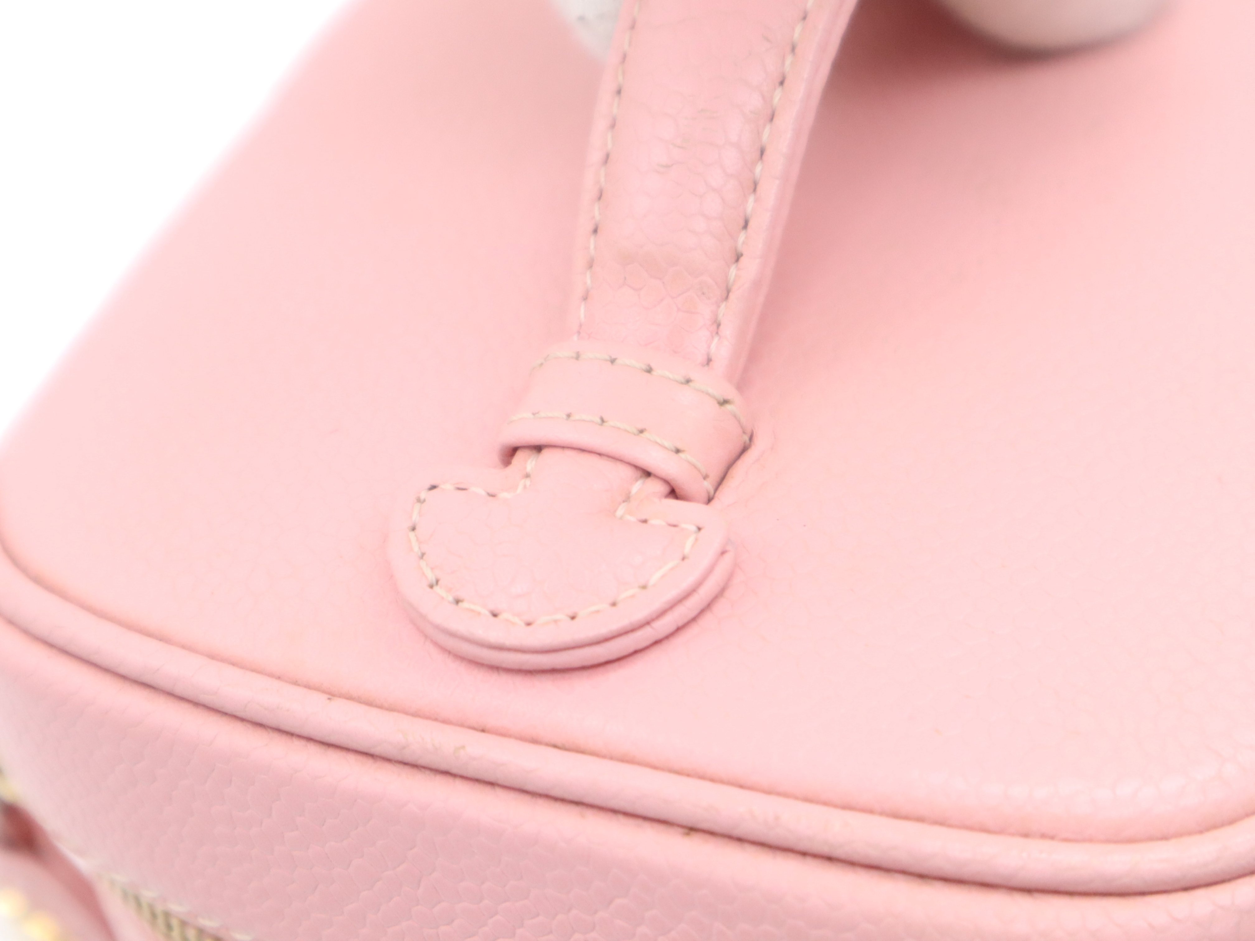 Caviar Skin Coco Mark Vanity Bag, Pink, Gold Hardware, with Seal, Handbag — view 7