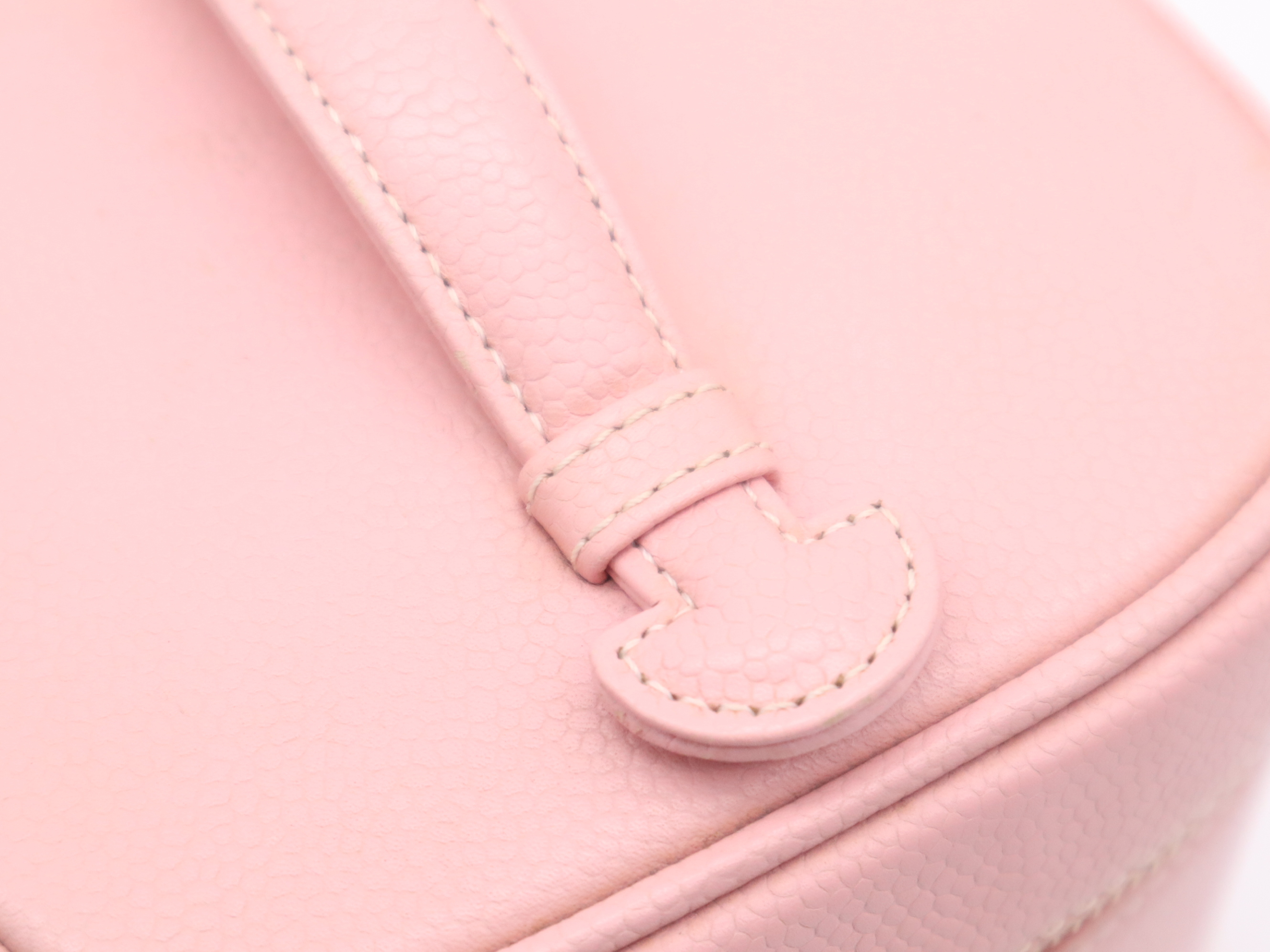Caviar Skin Coco Mark Vanity Bag, Pink, Gold Hardware, with Seal, Handbag — view 8
