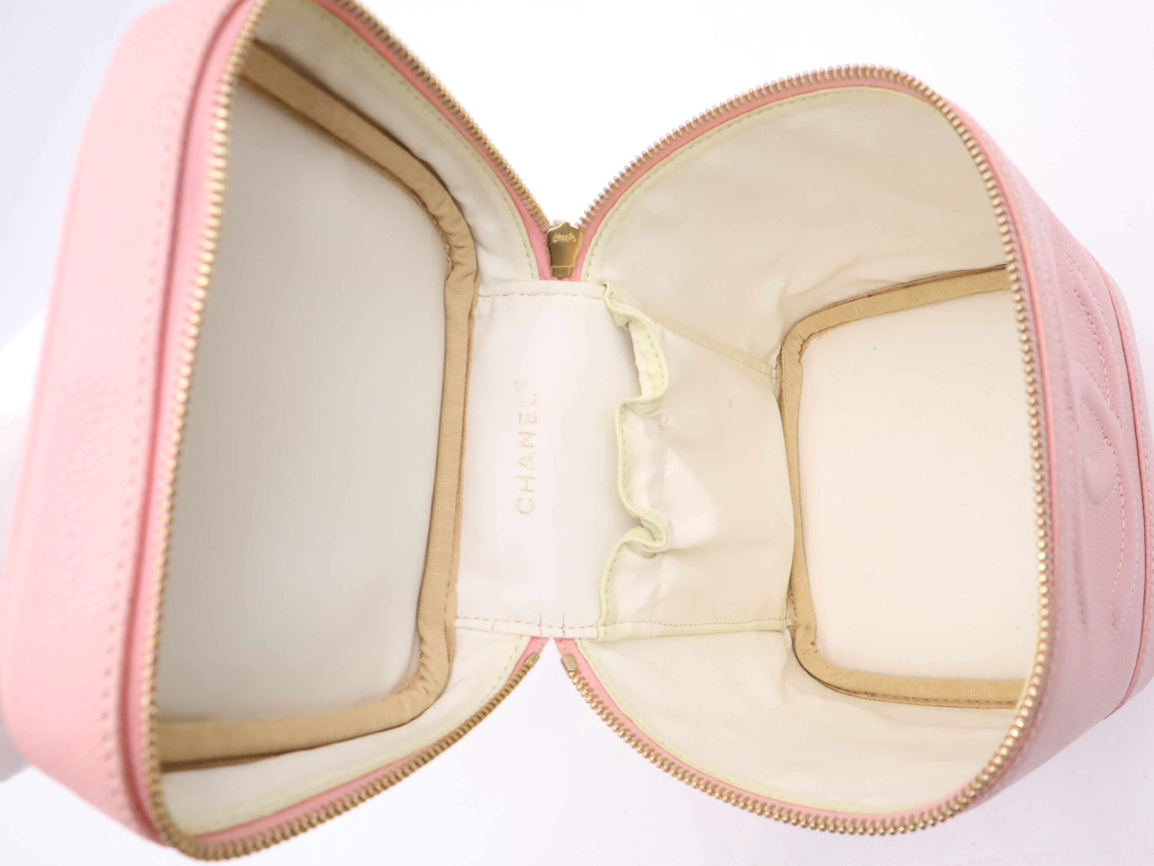 Caviar Skin Coco Mark Vanity Bag, Pink, Gold Hardware, with Seal, Handbag — view 10