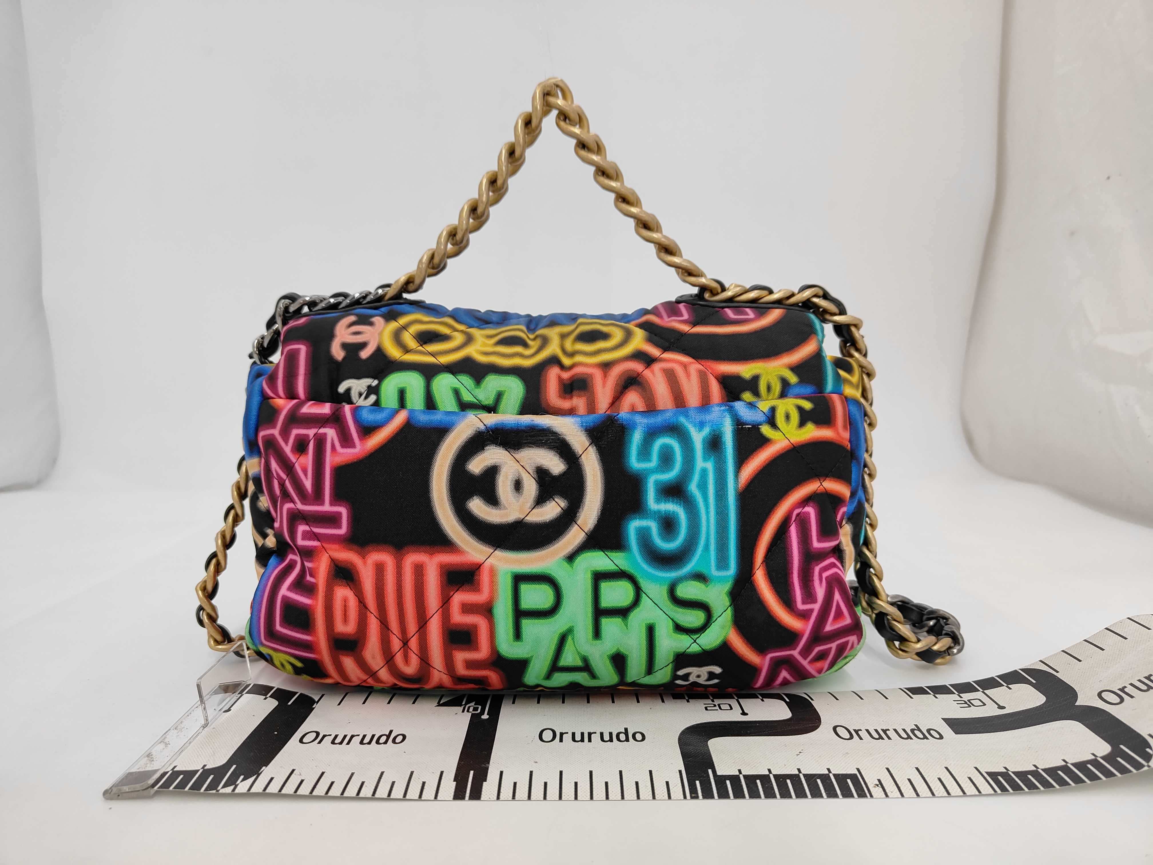 19 Neon Multicolor Gold Hardware Chain Shoulder Bag, Serial Number , AS1161 Shoulder Bag — view 2