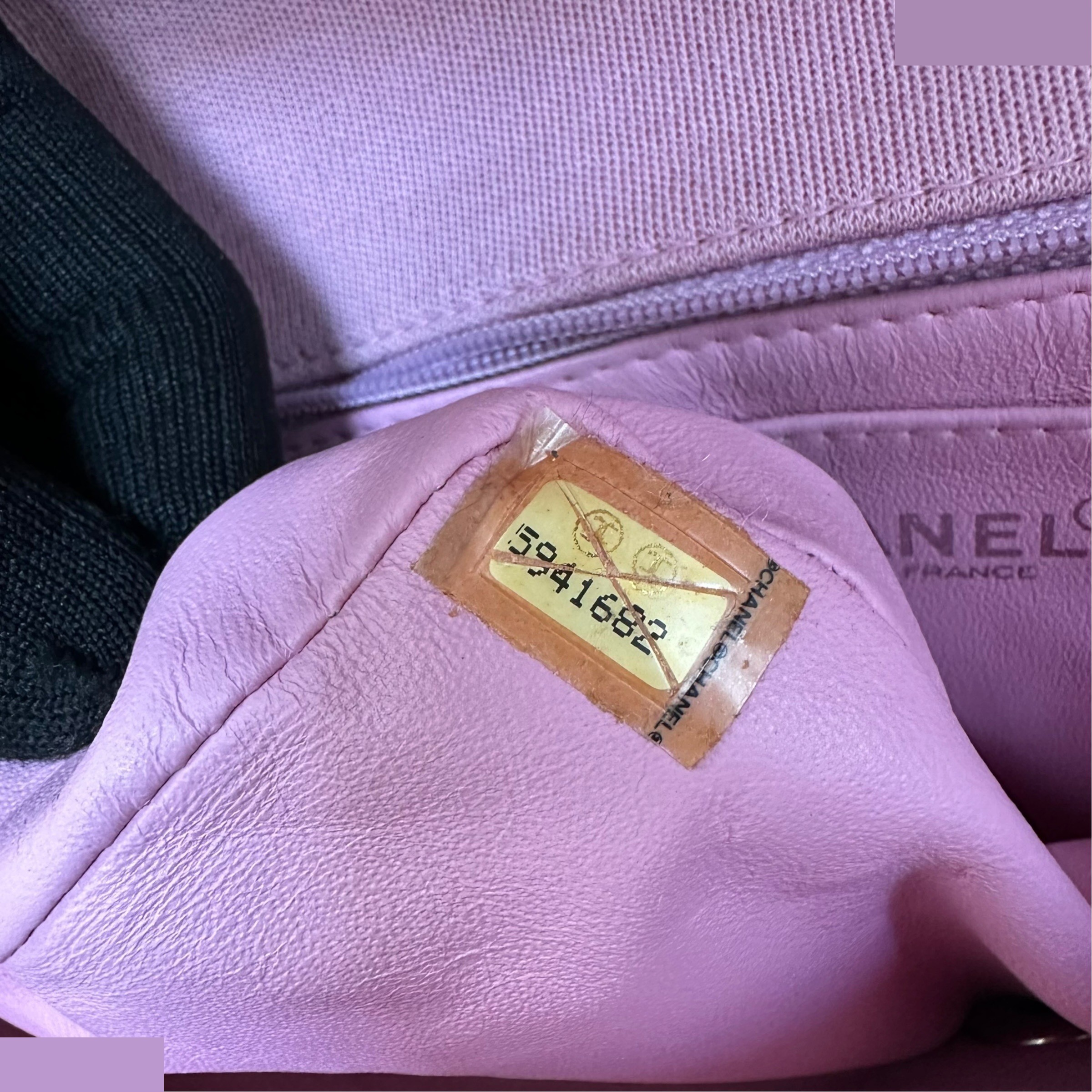 Matelassé Cotton Single Flap Single Chain Bag, Pink — view 11