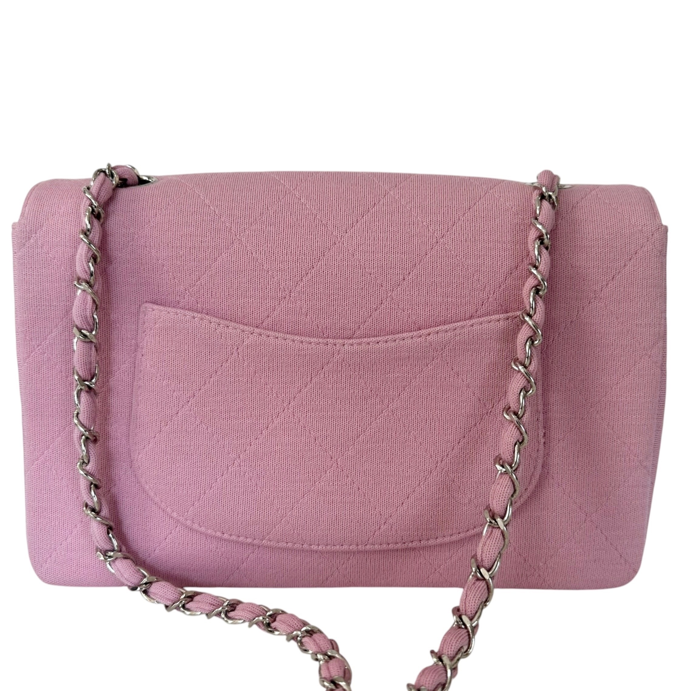 Matelassé Cotton Single Flap Single Chain Bag, Pink — view 4