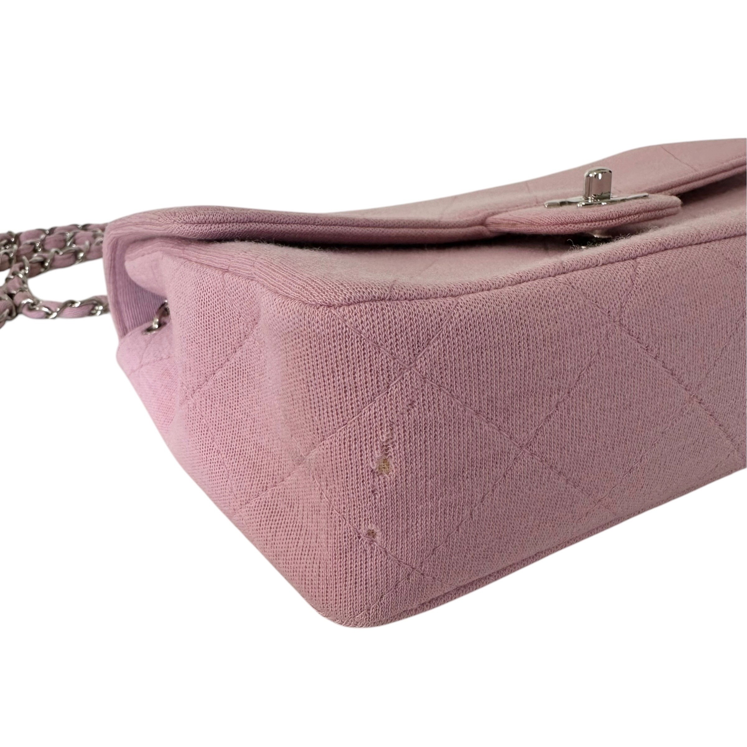 Matelassé Cotton Single Flap Single Chain Bag, Pink — view 6