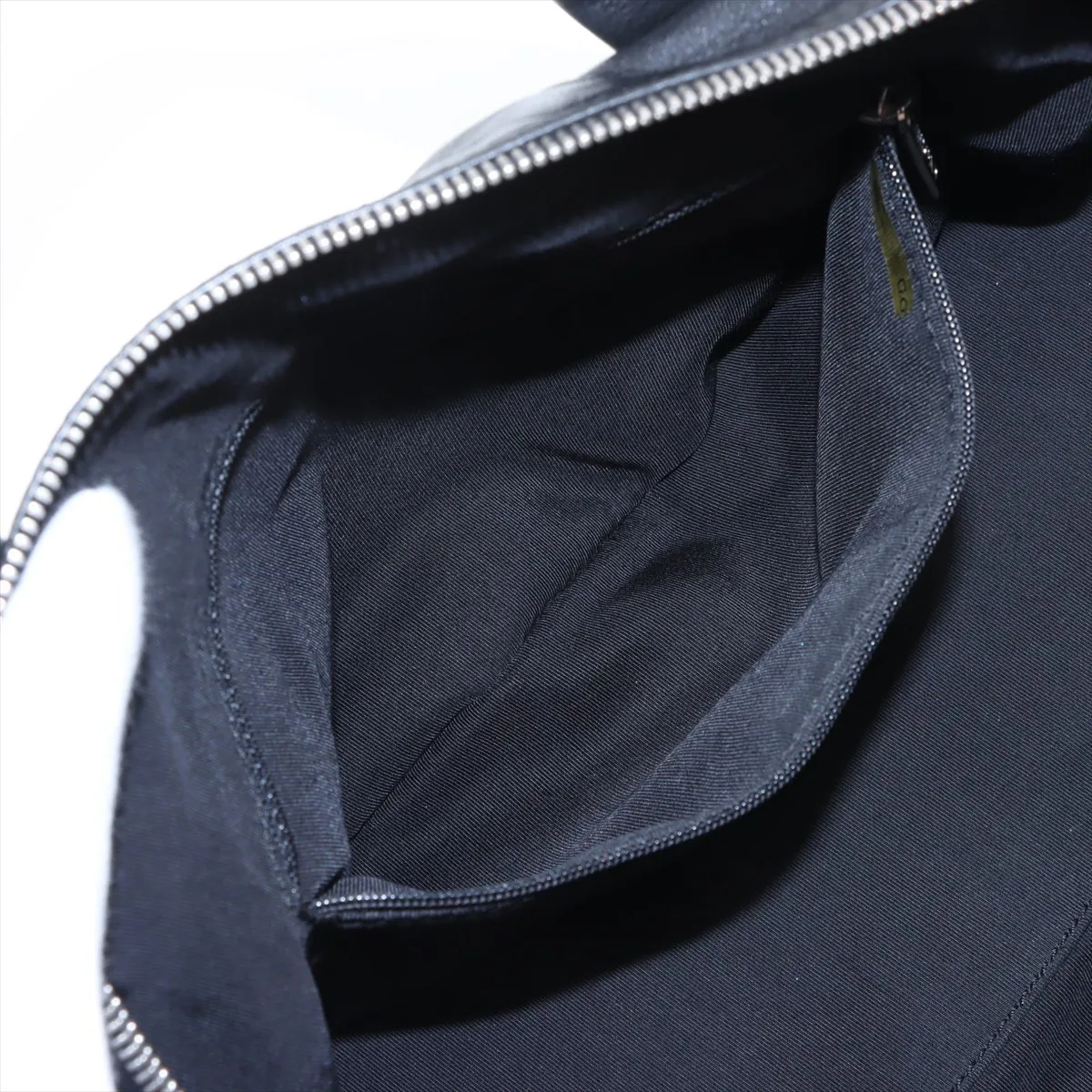 Chevron Leather Handbag, Black with Silver Hardware, 10876786 (Serial Number in the 10s) — view 8
