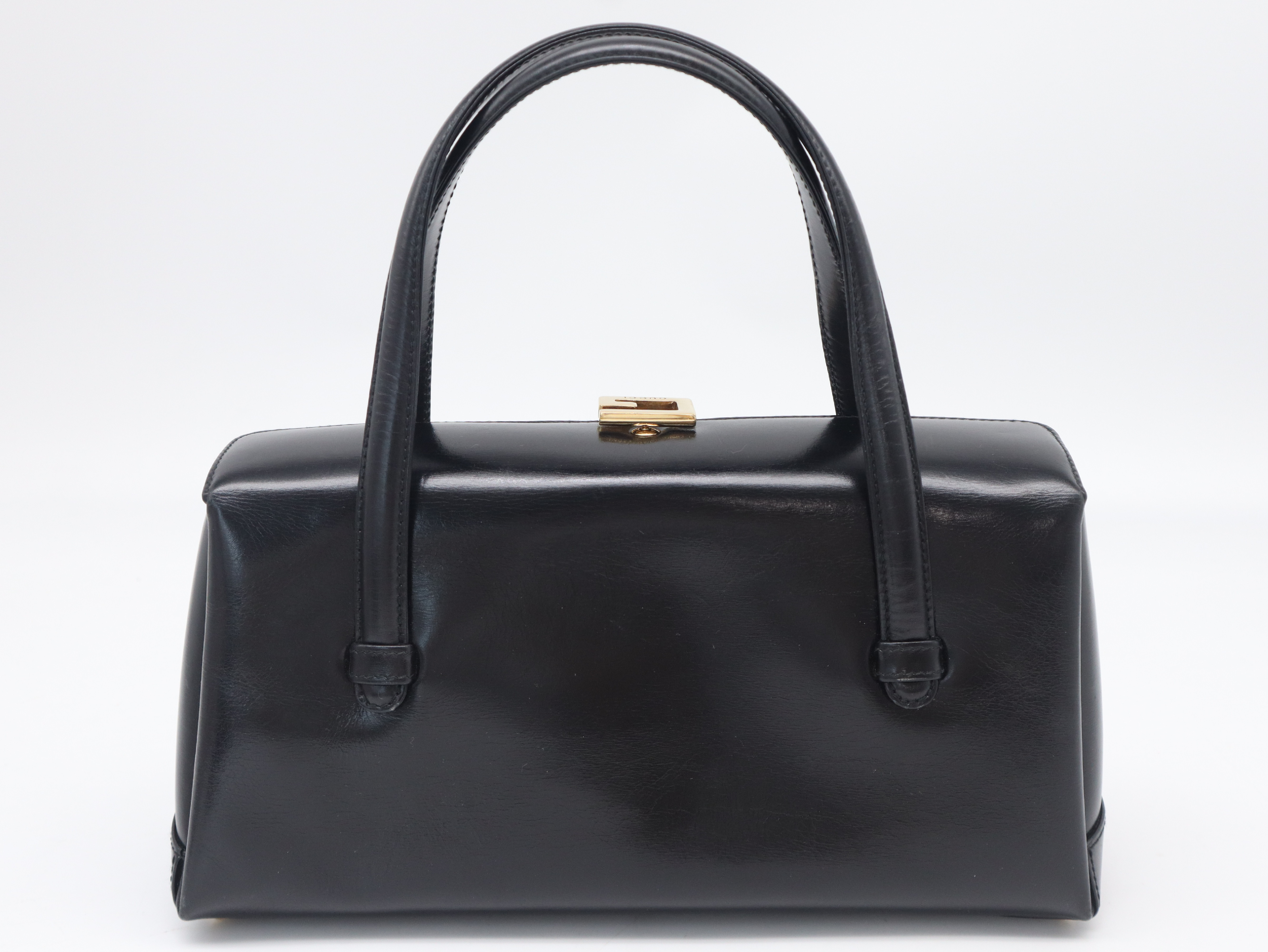 001.1448.0539 Leather Top Handle Handbag, Black — view 2