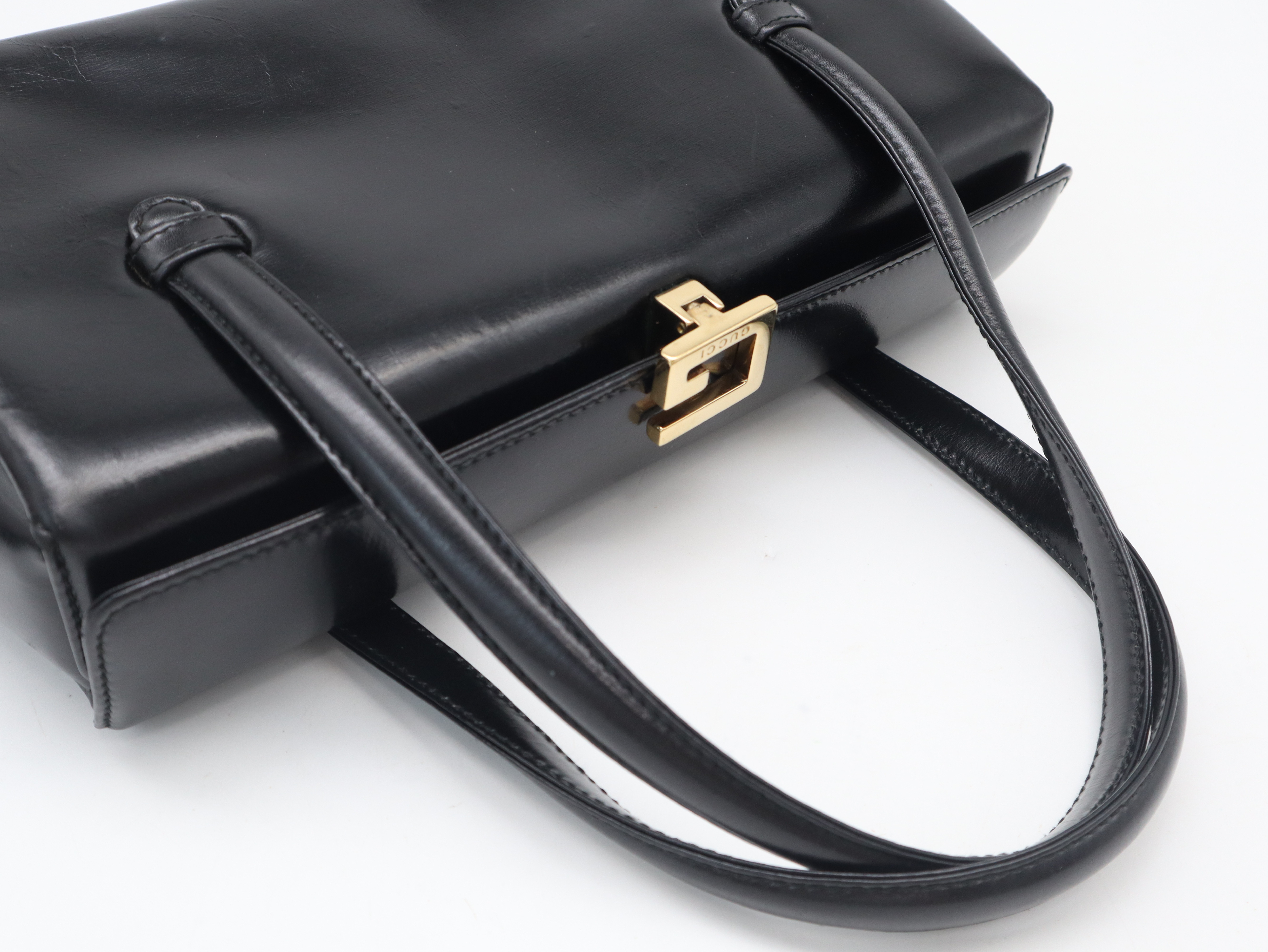 001.1448.0539 Leather Top Handle Handbag, Black — view 6