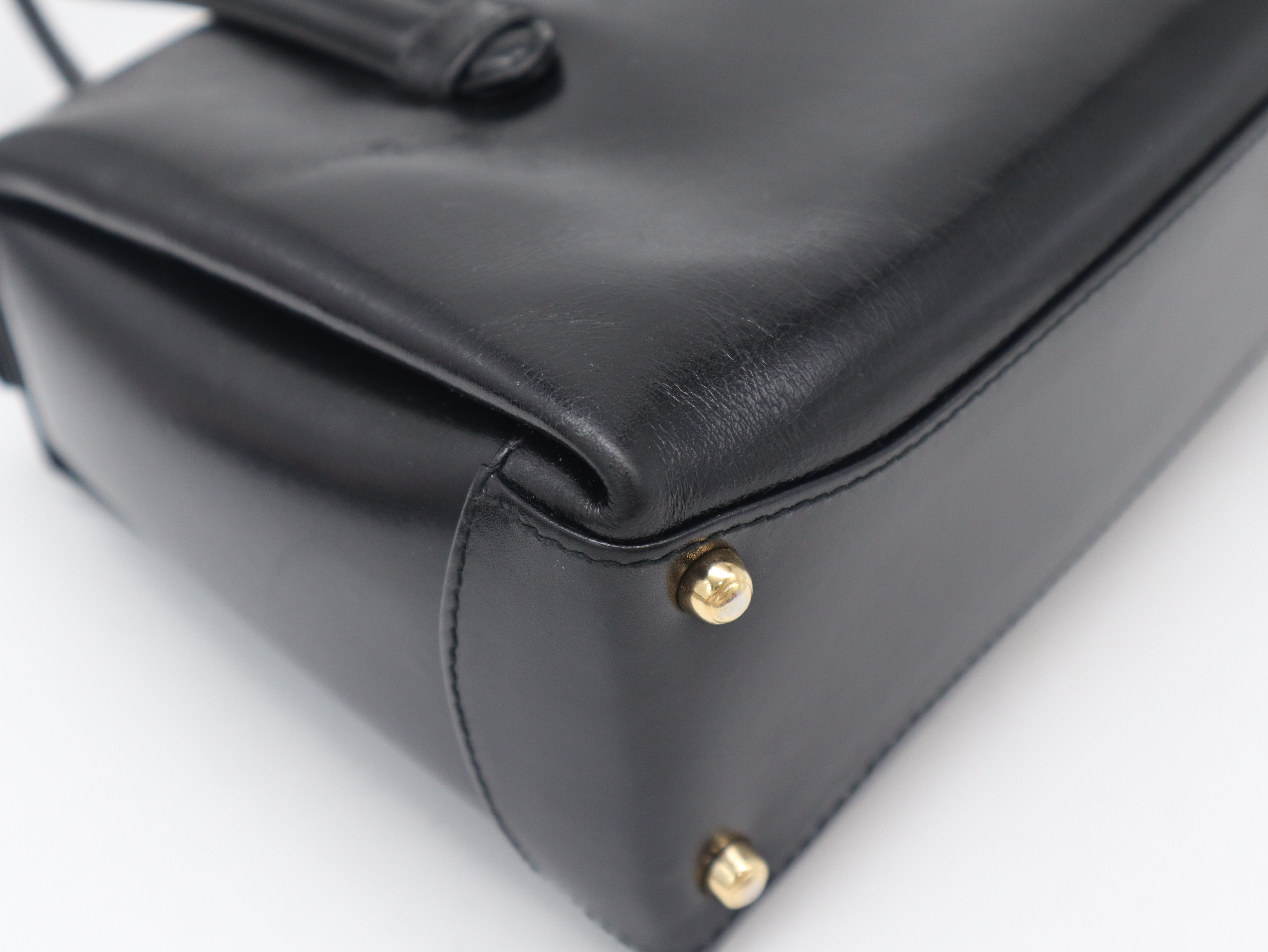 001.1448.0539 Leather Top Handle Handbag, Black — view 7