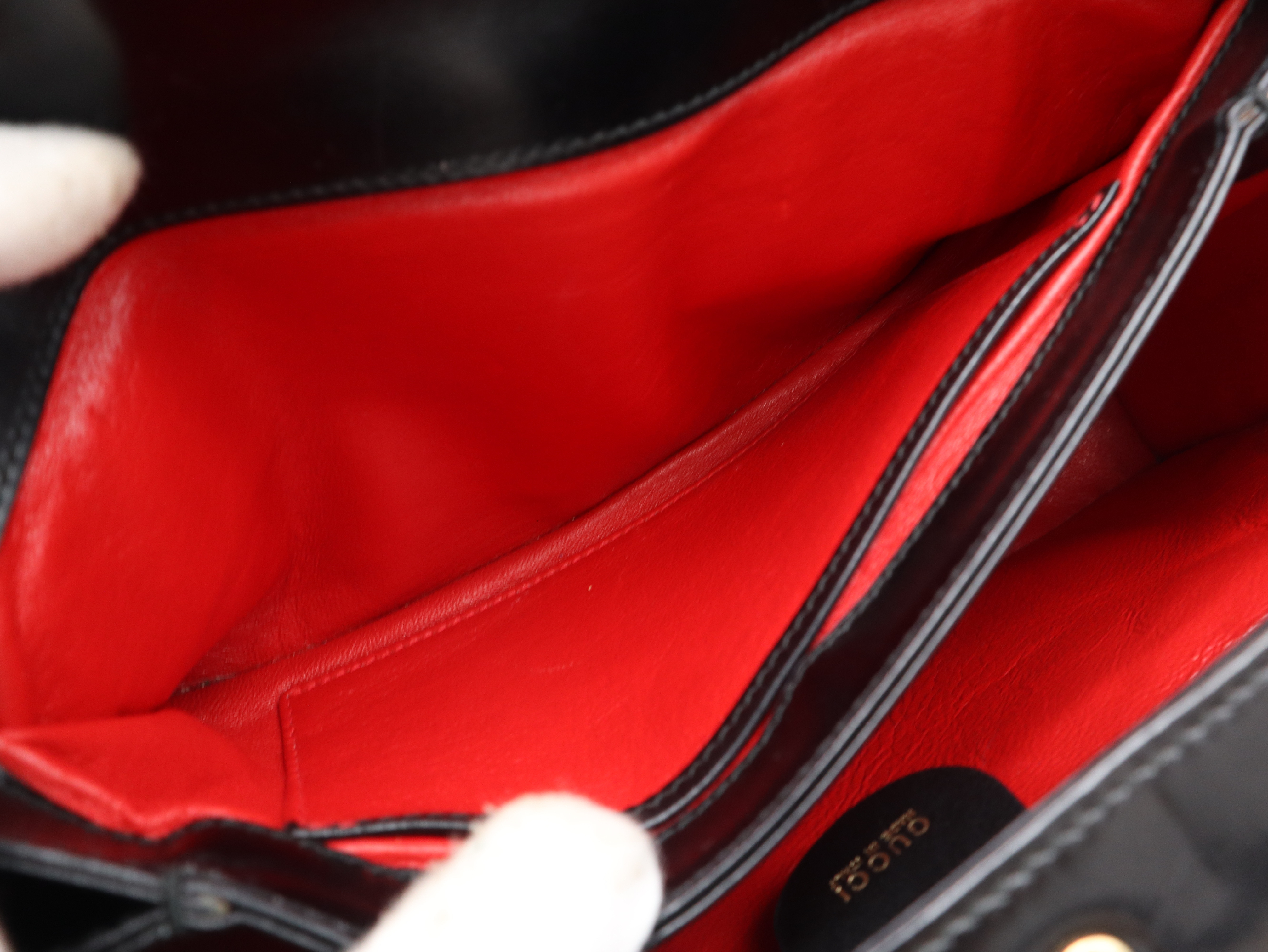 001.1448.0539 Leather Top Handle Handbag, Black — view 9