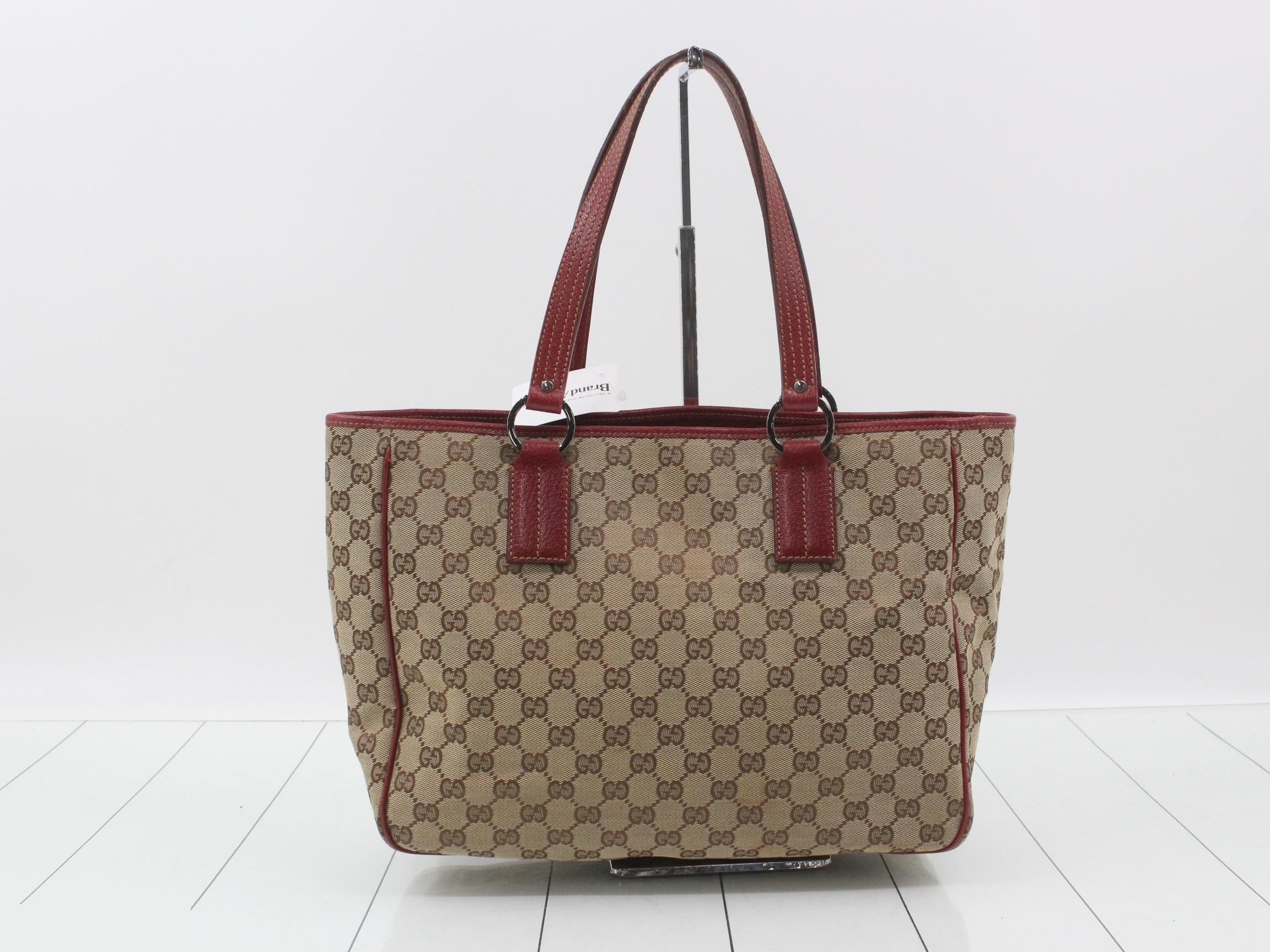 Canvas Tote Bag, Beige/Red, 113017, 200047