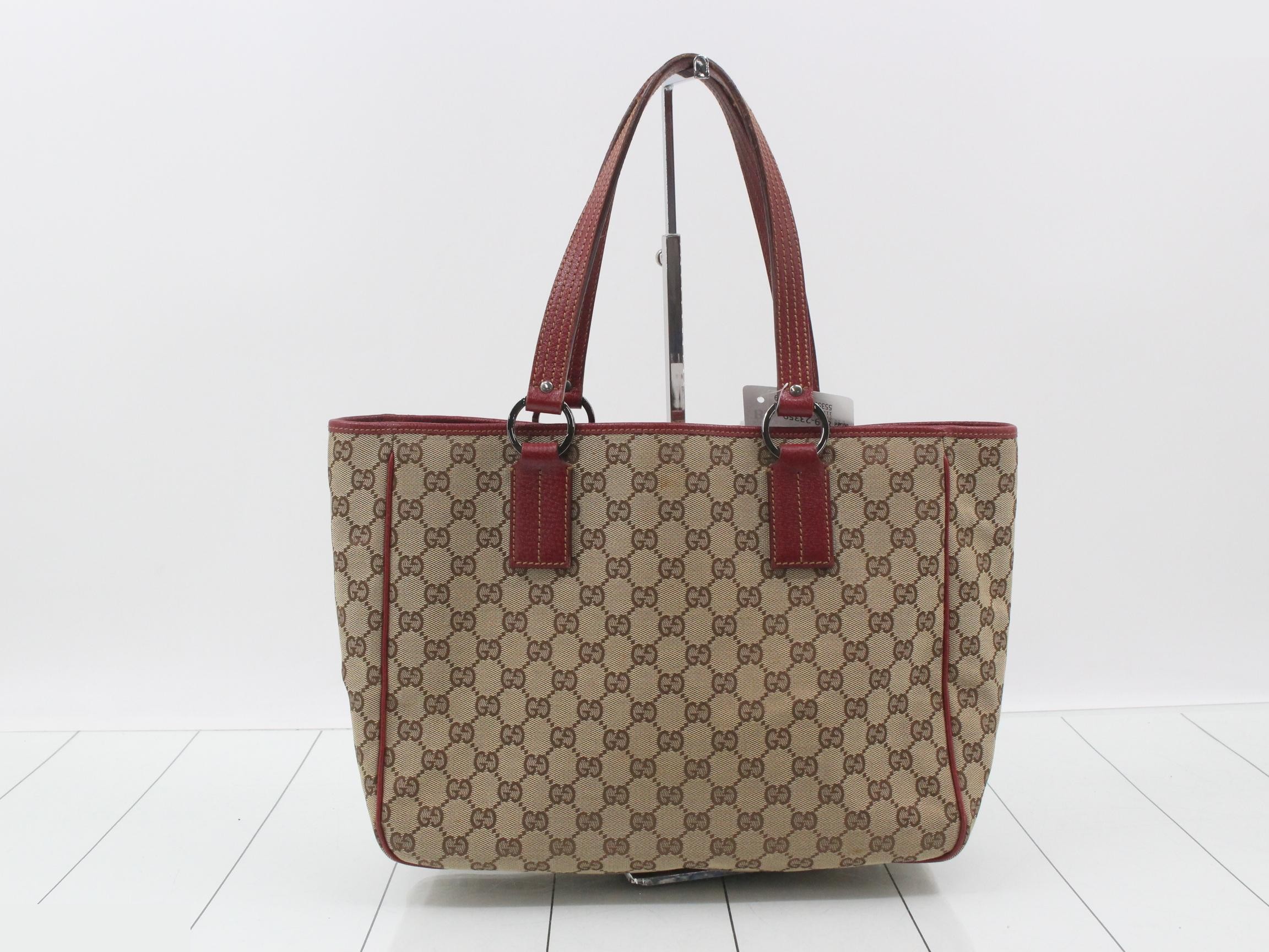 Canvas Tote Bag, Beige/Red, 113017, 200047 — view 2