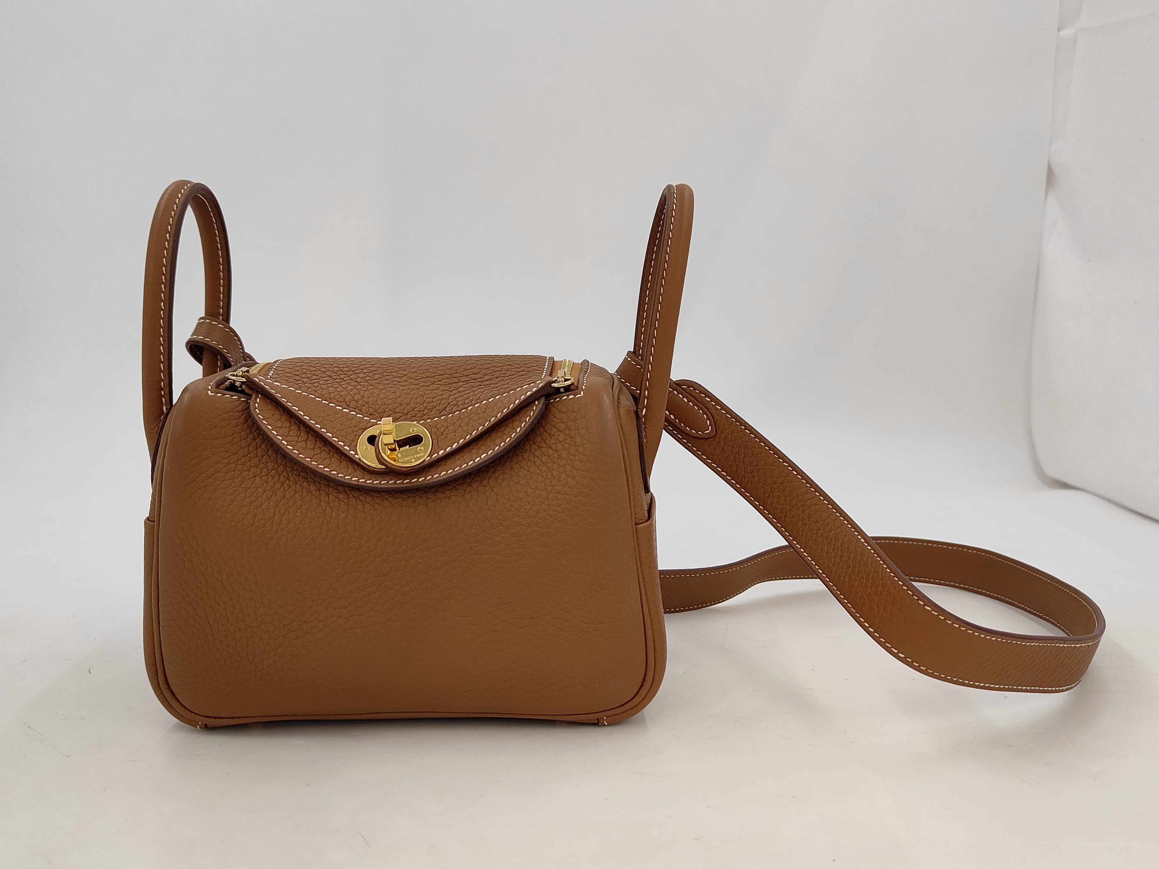 Lindy Mini G stamp Taurillon leather gold hardware handbag