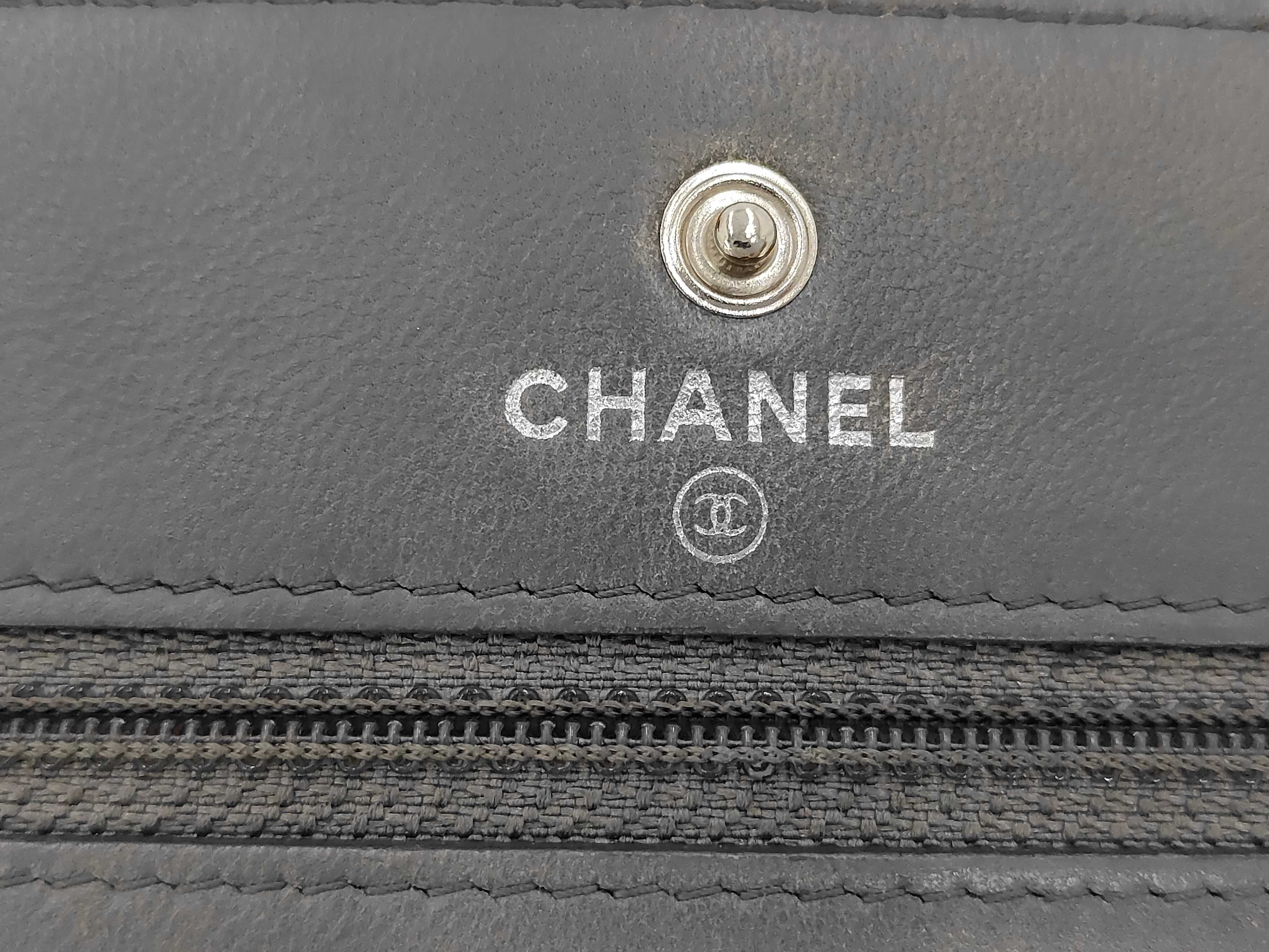 Chain Wallet, Gray Lambskin Shoulder Bag — view 9