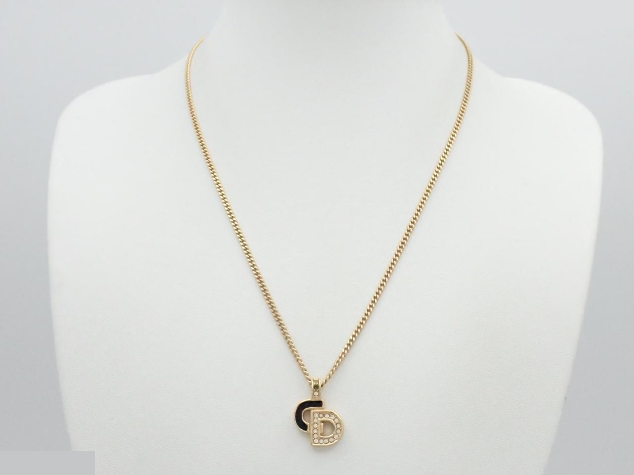 CD rhinestone enamel GP necklace, neck circumference approximately 49cm — view 3