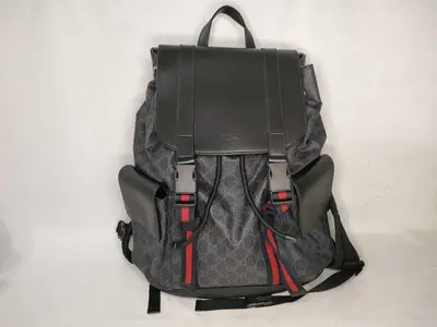 GG Supreme VN - GG Supreme PVC x Leather Backpack/Rucksack Black 495563
