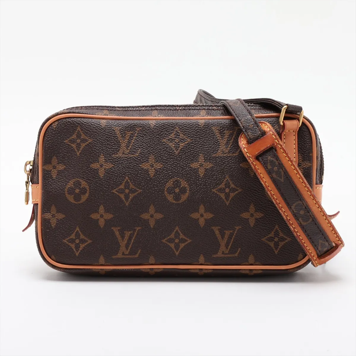 Monogram Pochette Marly Bandoulière M51828 SL0997 Brown, Natural Leather, Various parts repaired by aftermarket parts.