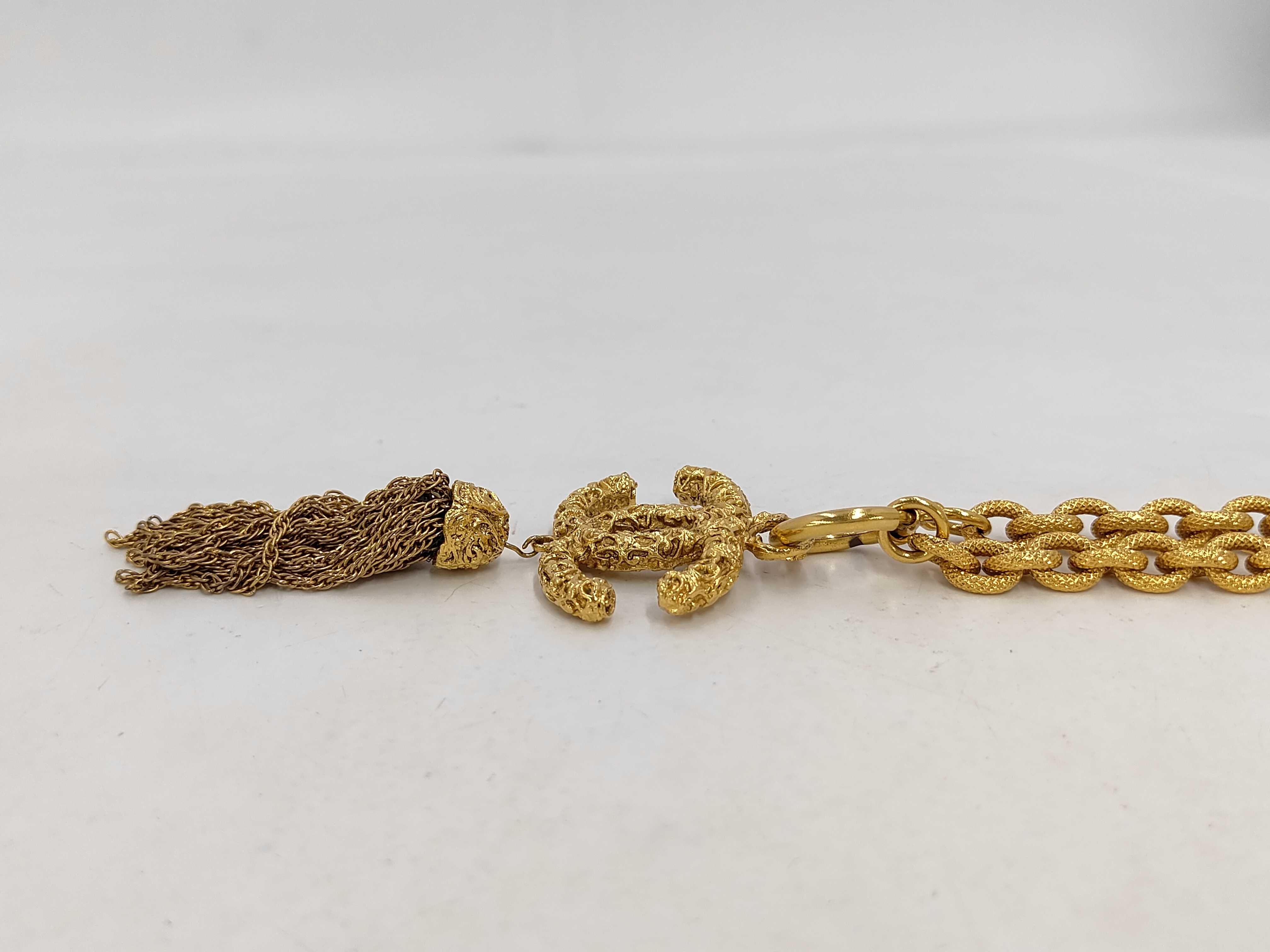 Vintage Long Necklace, Gold, Coco Mark, Fringe, 95A Necklace — view 3