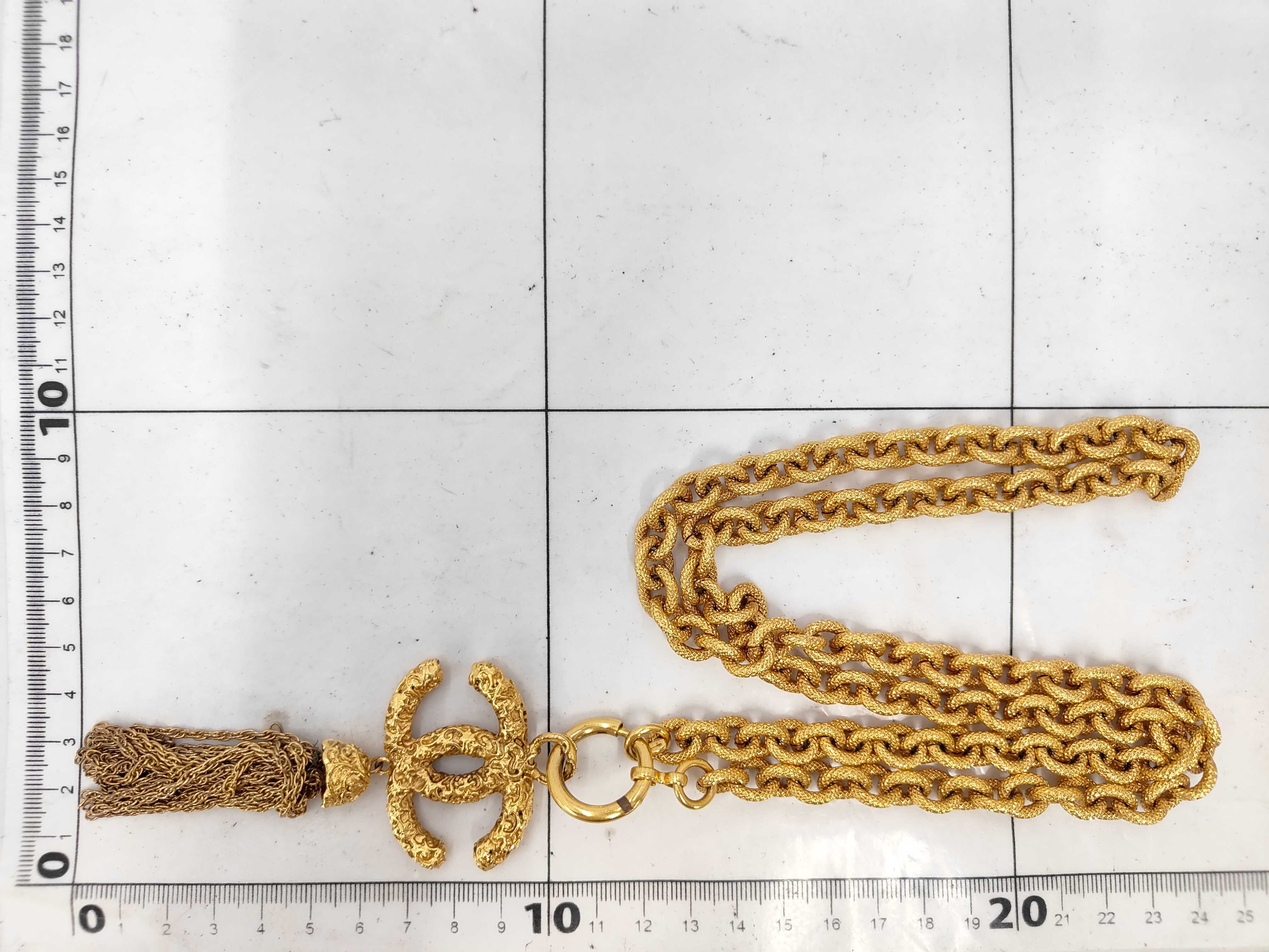 Vintage Long Necklace, Gold, Coco Mark, Fringe, 95A Necklace — view 5
