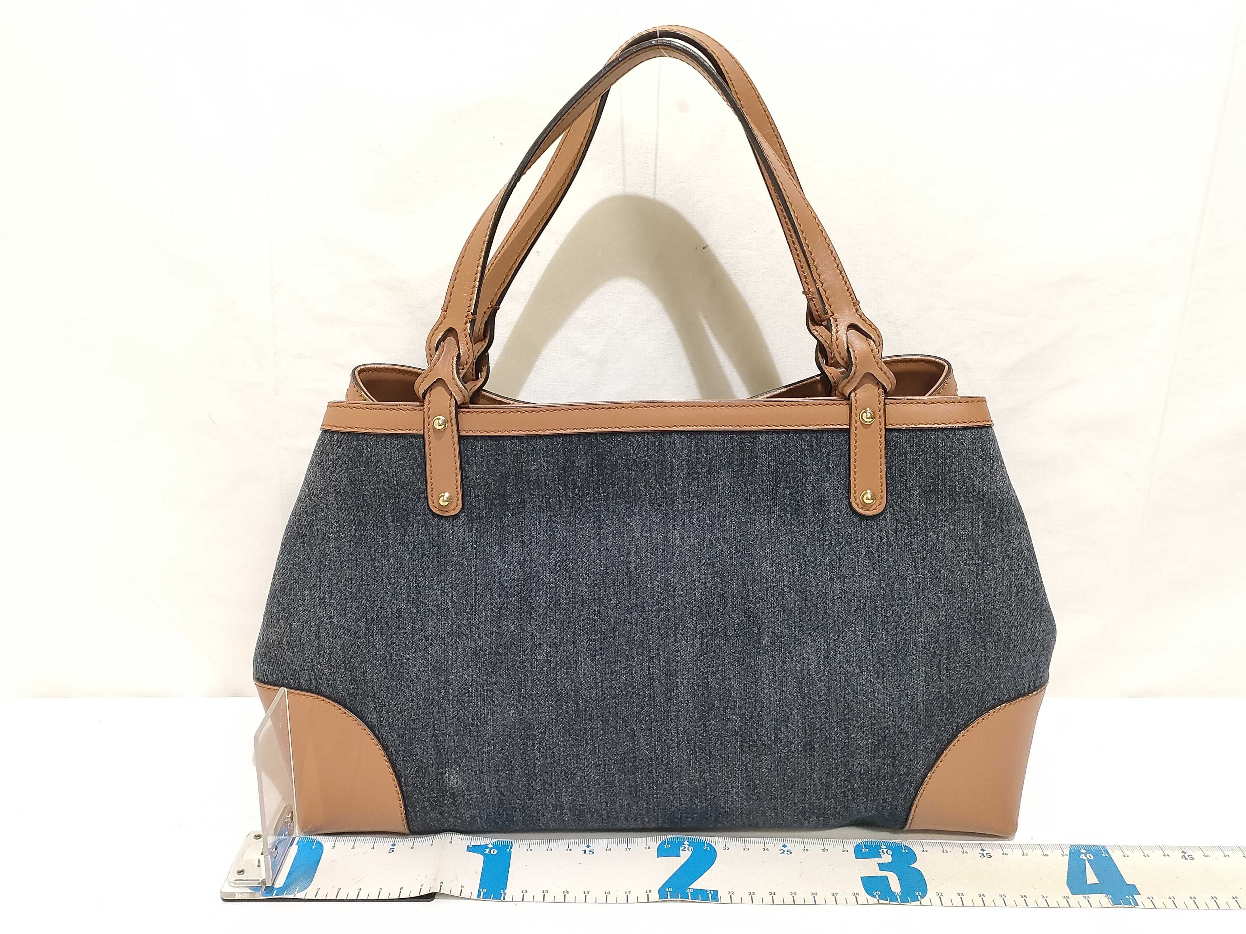 Craft Gucci Logo Denim x Leather Tote Bag Navy x Brown 348715 Tote Bag — view 2