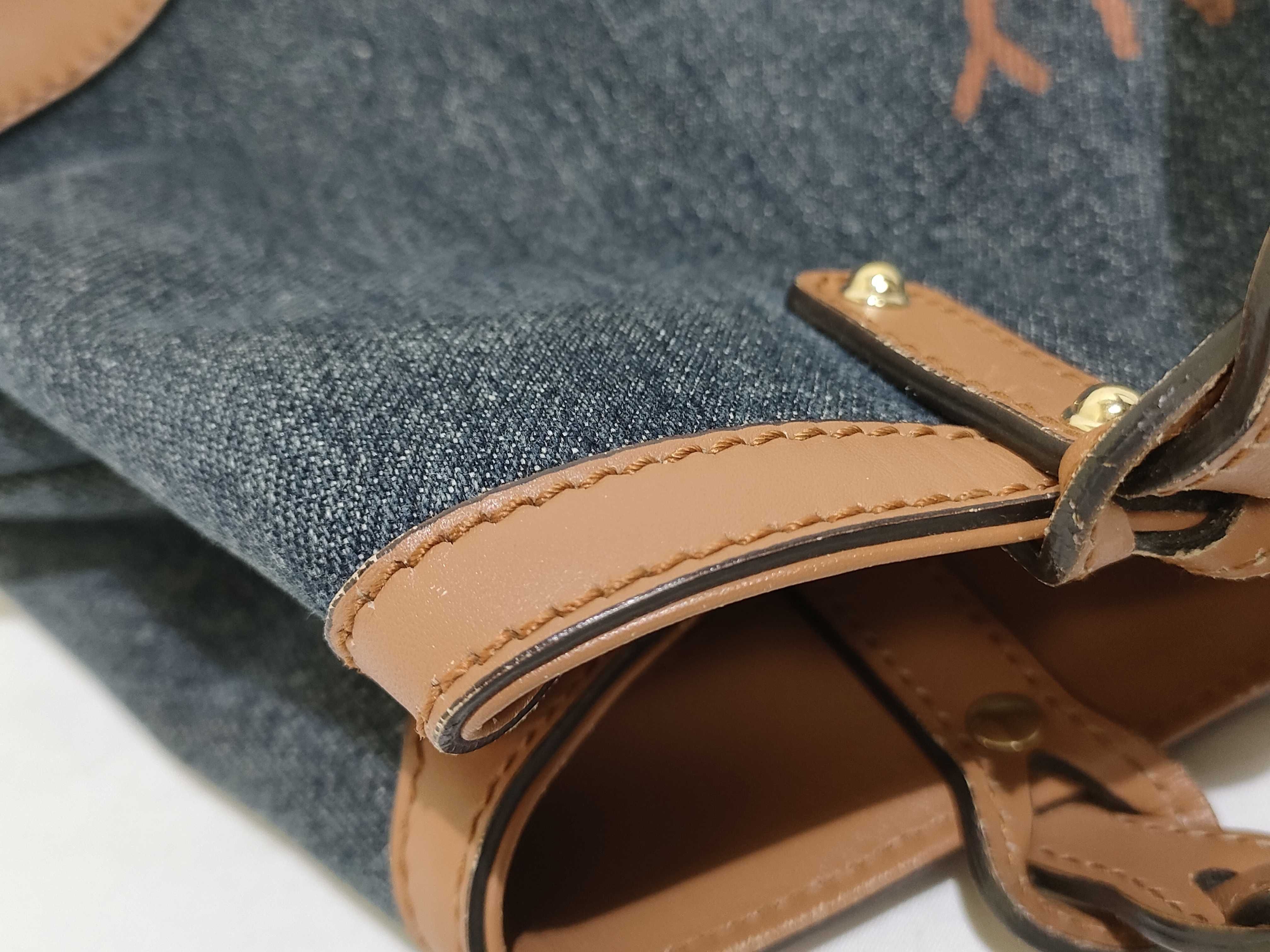 Craft Gucci Logo Denim x Leather Tote Bag Navy x Brown 348715 Tote Bag — view 14