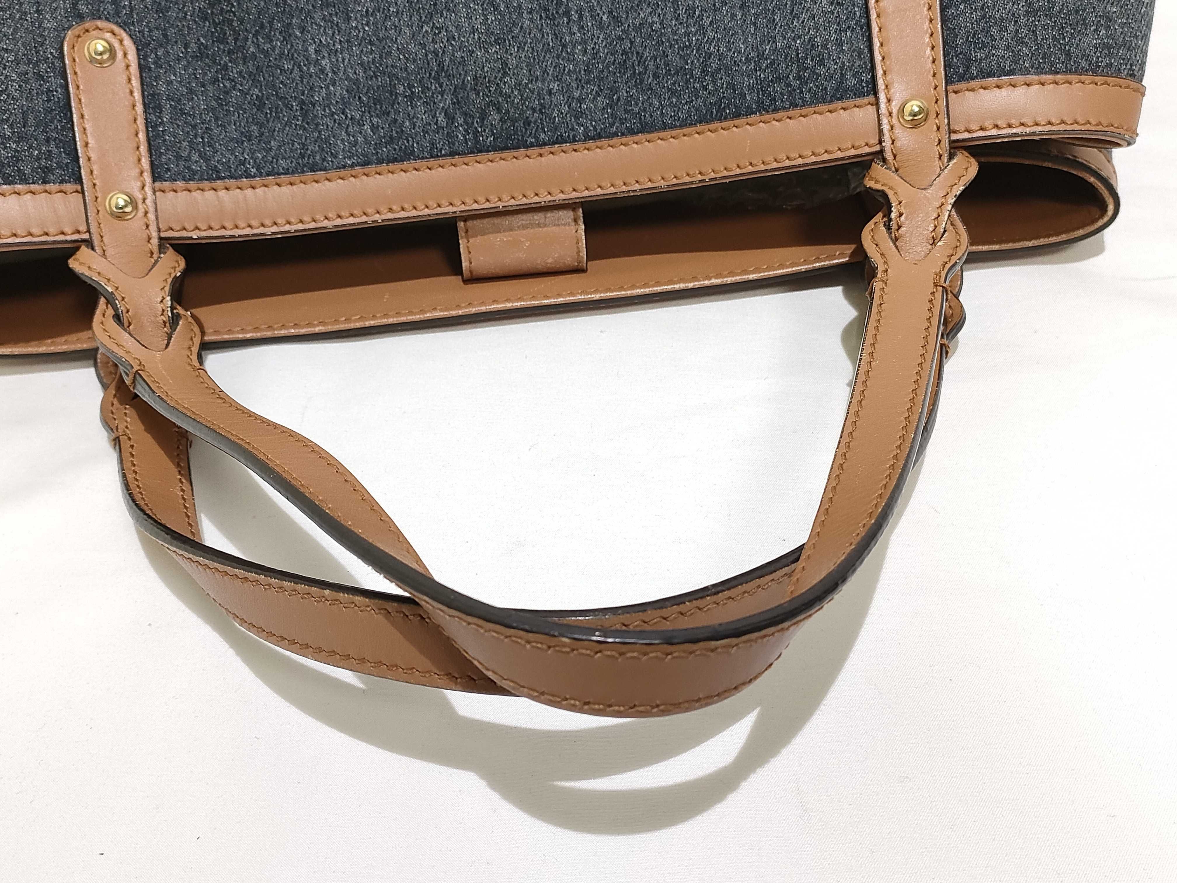Craft Gucci Logo Denim x Leather Tote Bag Navy x Brown 348715 Tote Bag — view 3