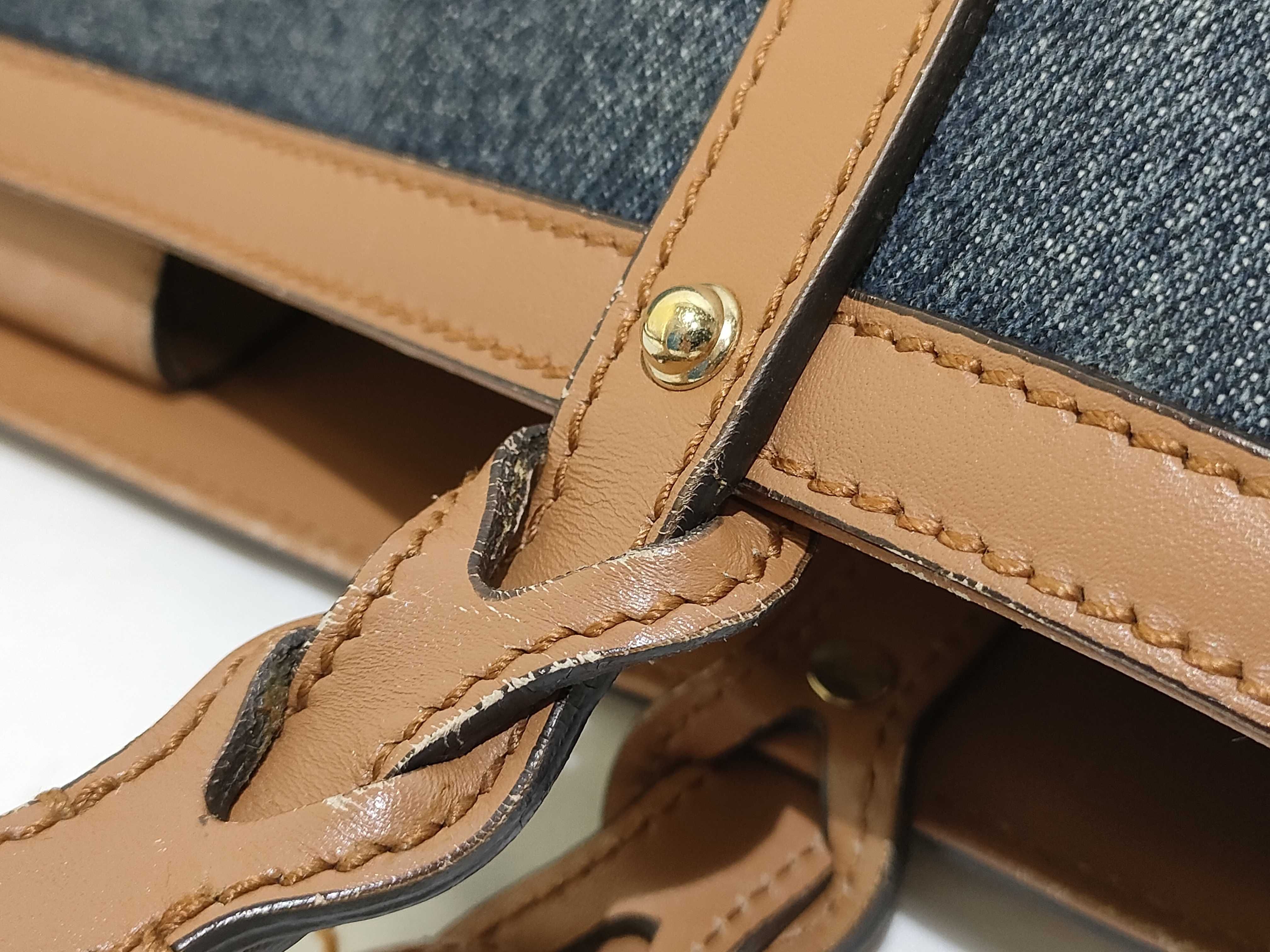 Craft Gucci Logo Denim x Leather Tote Bag Navy x Brown 348715 Tote Bag — view 5