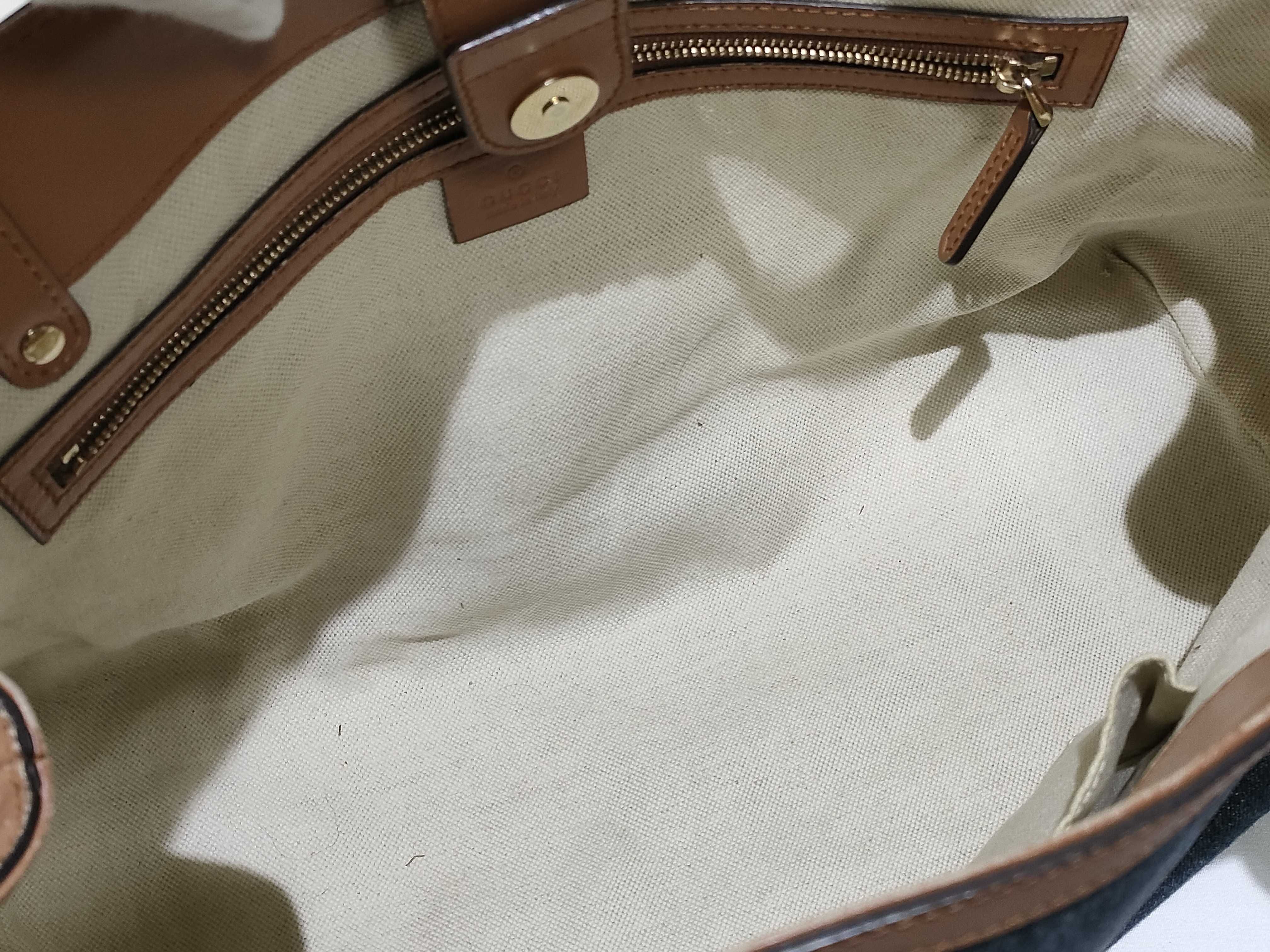 Craft Gucci Logo Denim x Leather Tote Bag Navy x Brown 348715 Tote Bag — view 8