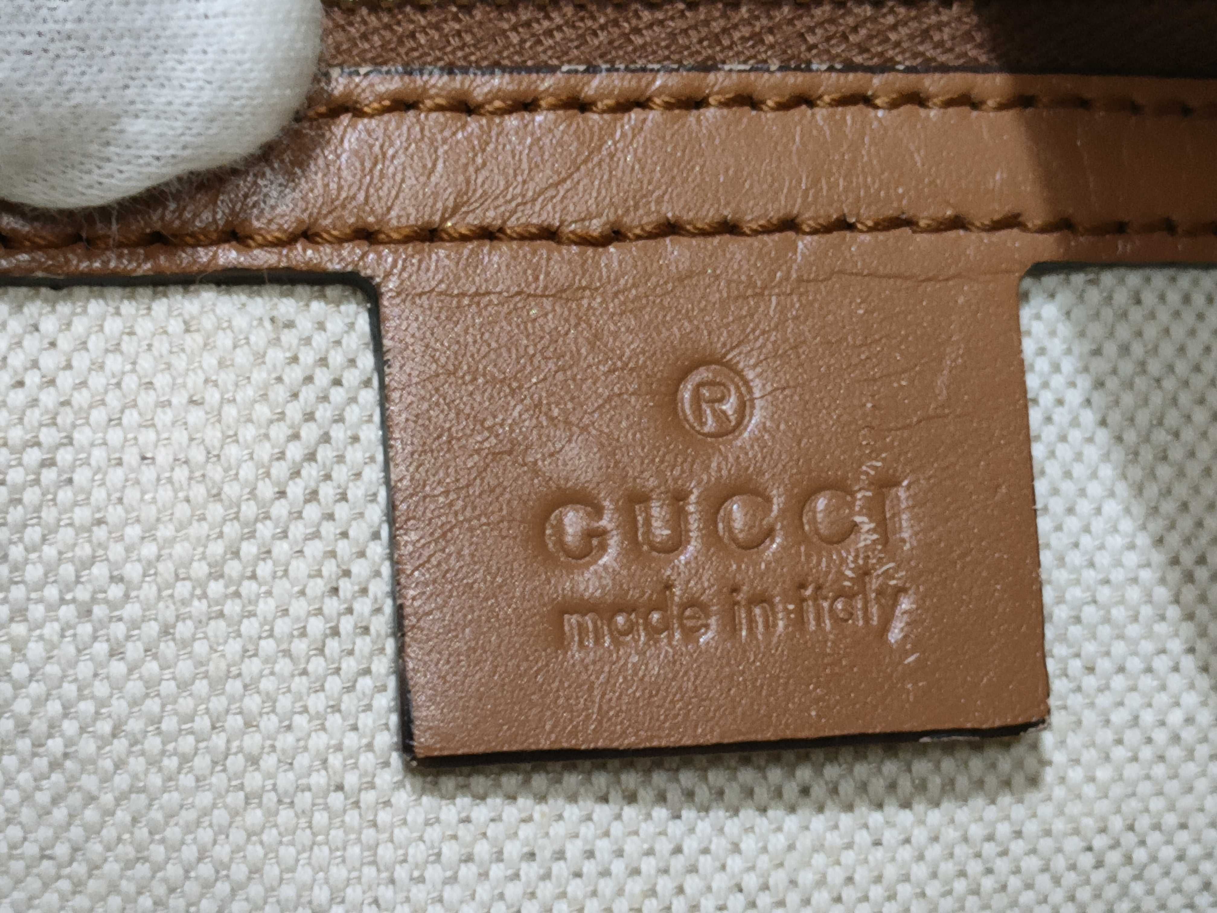 Craft Gucci Logo Denim x Leather Tote Bag Navy x Brown 348715 Tote Bag — view 10