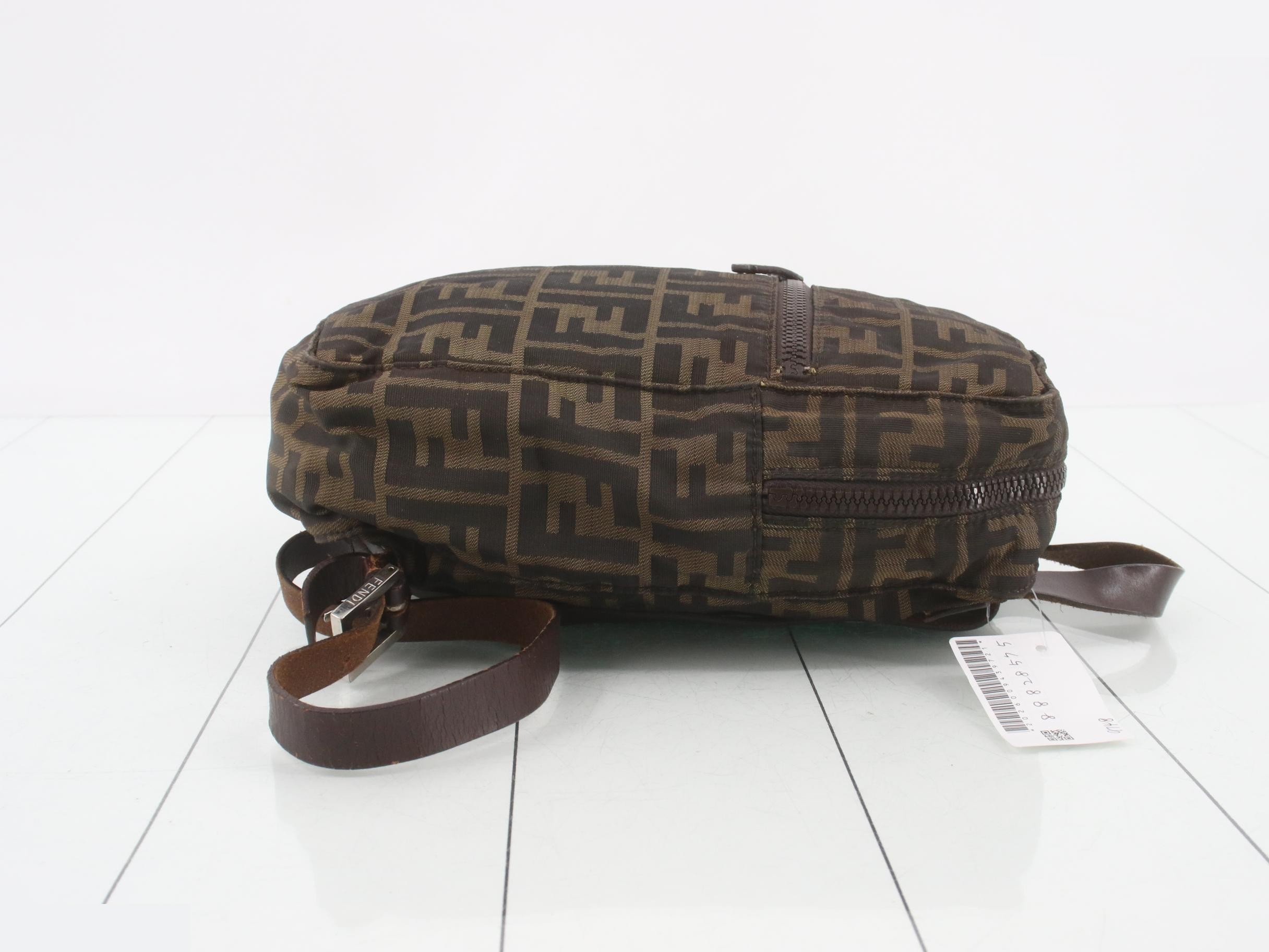 Zucca pattern canvas and leather backpack (brown) — view 3