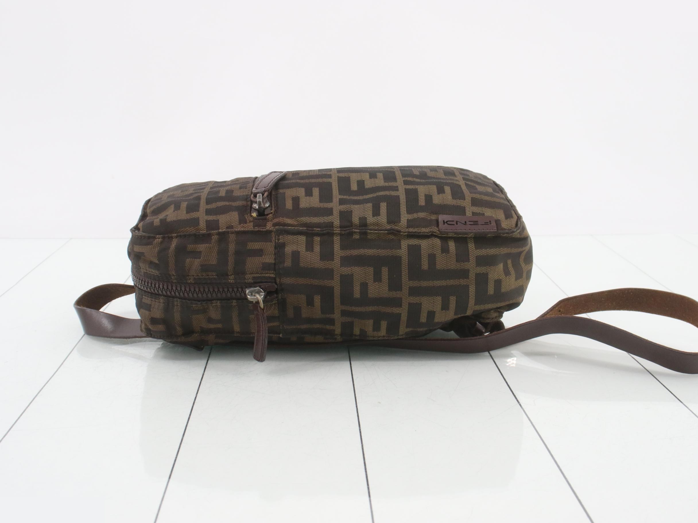 Zucca pattern canvas and leather backpack (brown) — view 4