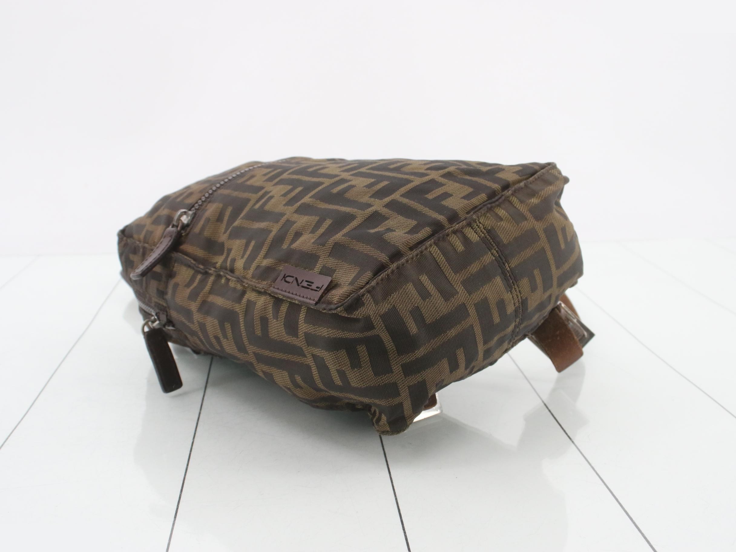 Zucca pattern canvas and leather backpack (brown) — view 5