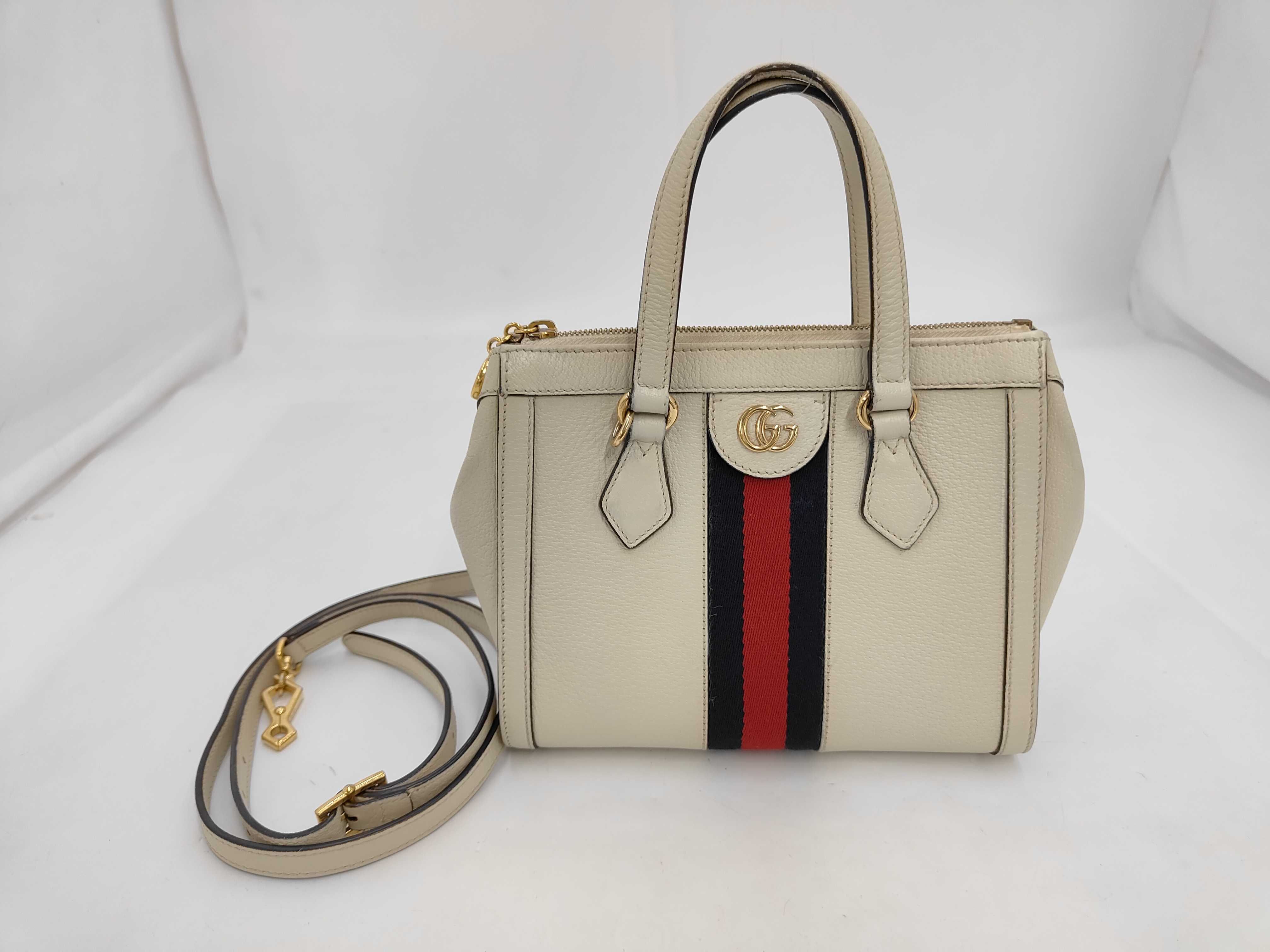 Ophidia Leather 2-way Handbag, White, 547551