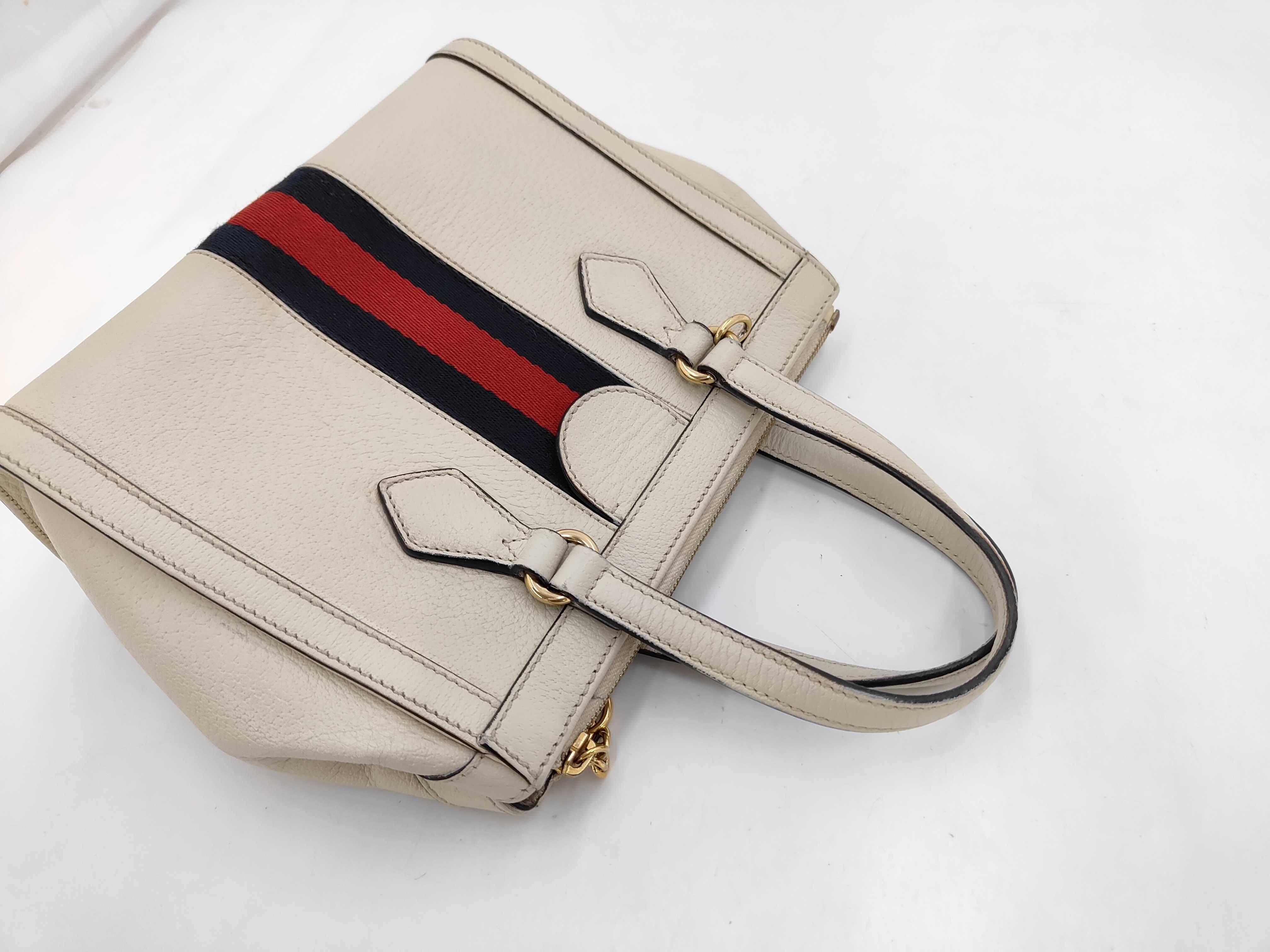 Ophidia Leather 2-way Handbag, White, 547551 — view 5