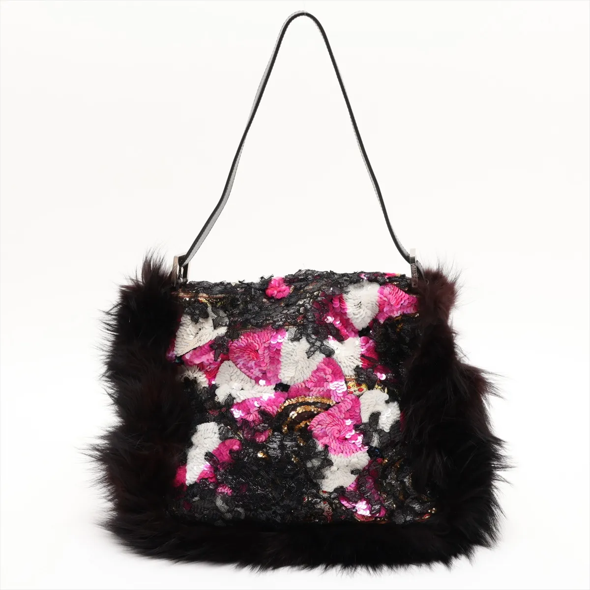 Monster Mamma Bucket Sequin x Fur x Leather Shoulder Bag Multicolor — view 2