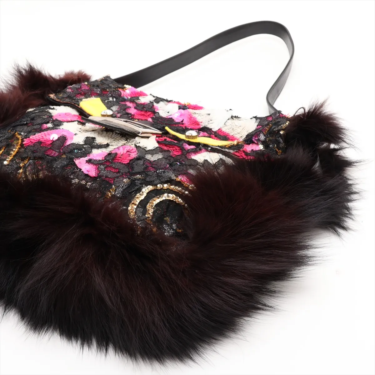 Monster Mamma Bucket Sequin x Fur x Leather Shoulder Bag Multicolor — view 3