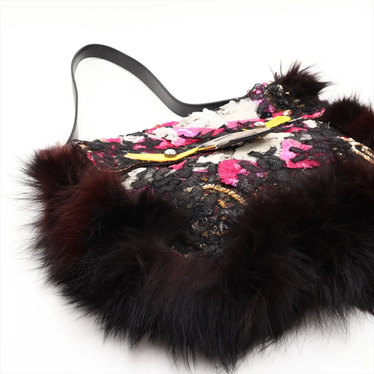Monster Mamma Bucket Sequin x Fur x Leather Shoulder Bag Multicolor — view 4