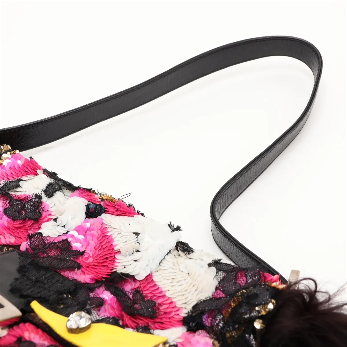 Monster Mamma Bucket Sequin x Fur x Leather Shoulder Bag Multicolor — view 5