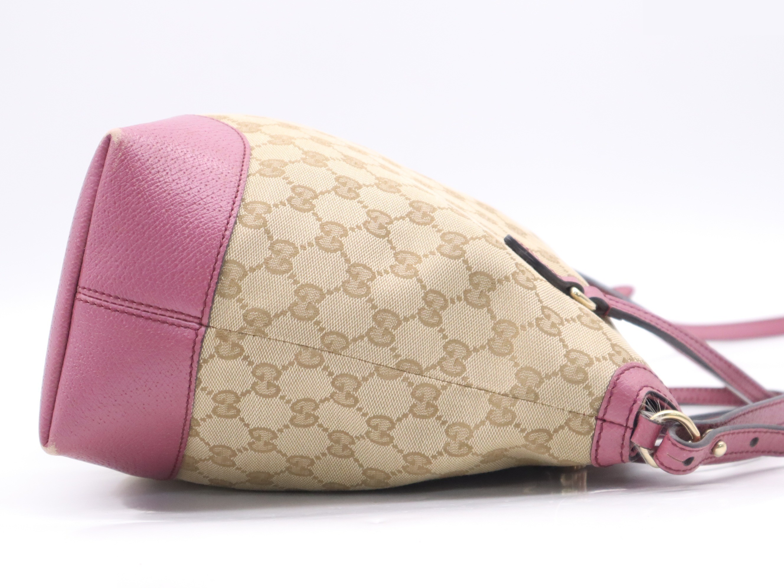 Canvas x Leather 2-Way Handbag, Beige/Pink, Gold Hardware — view 5