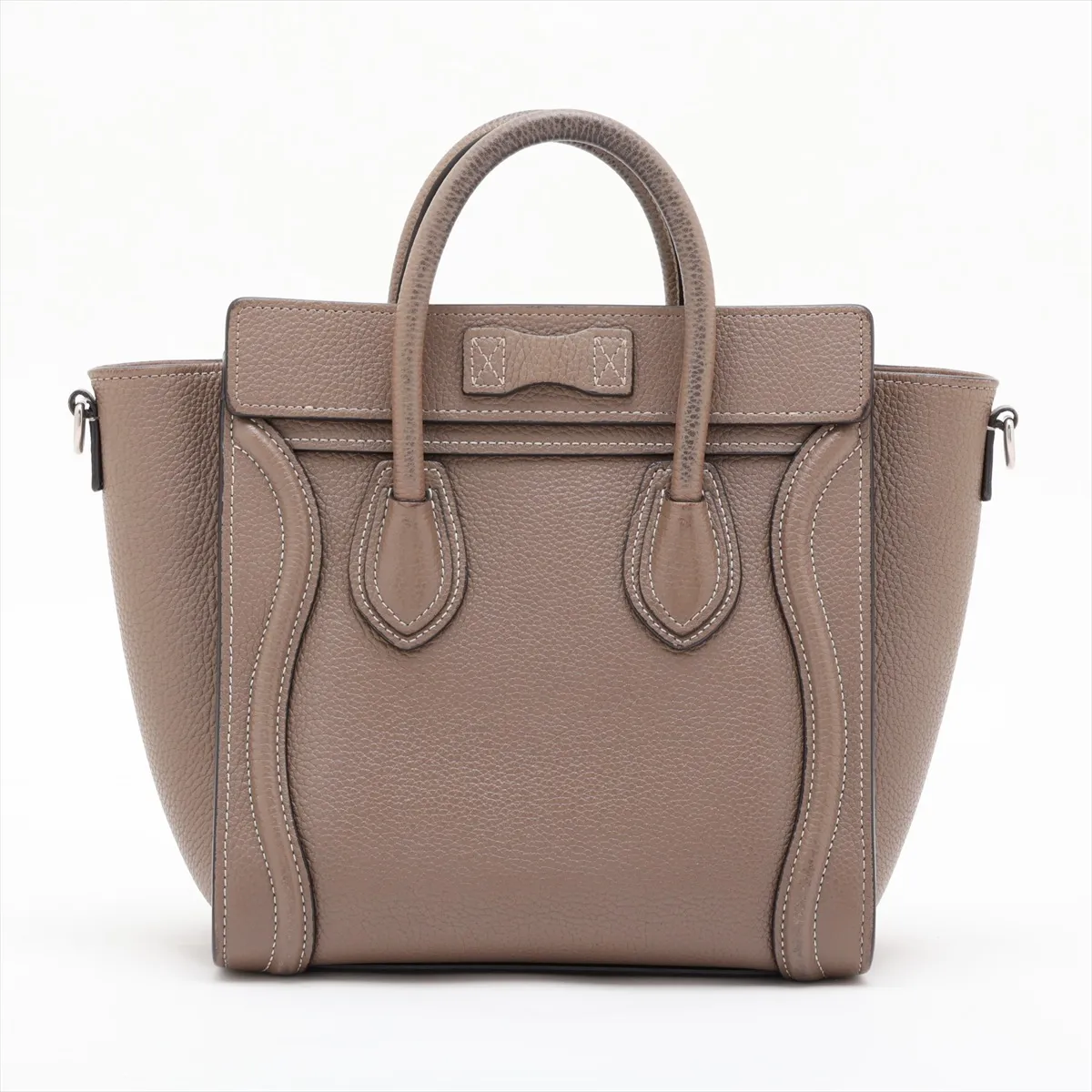Luggage Nano Shopper Leather 2-Way Handbag, Greige — view 2