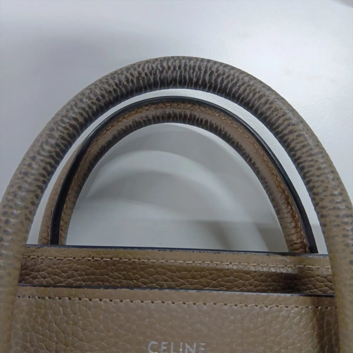Luggage Nano Shopper Leather 2-Way Handbag, Greige — view 12