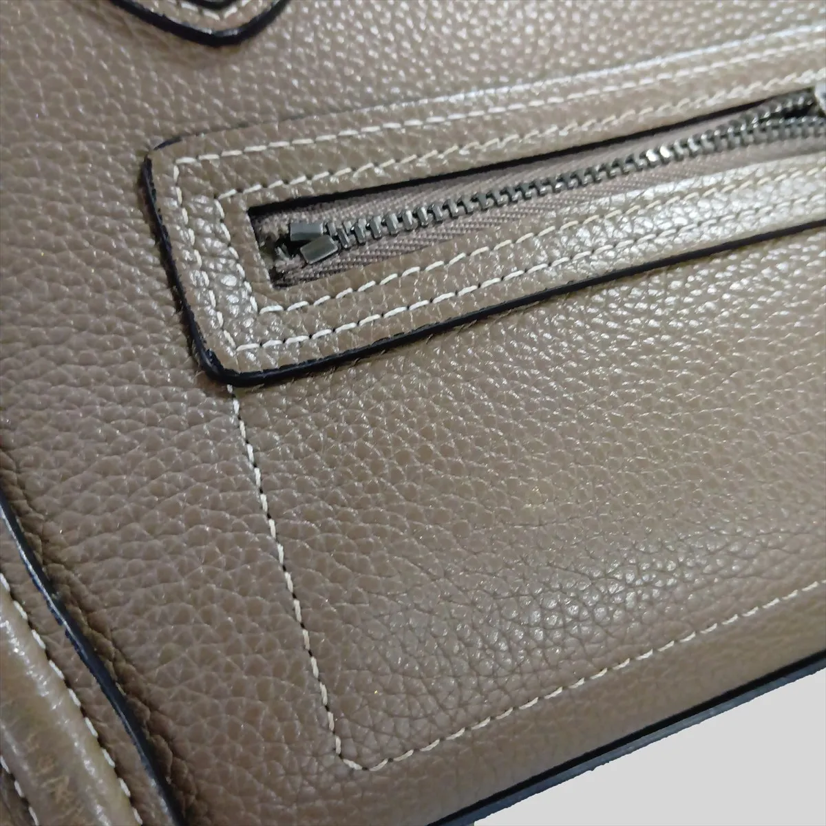 Luggage Nano Shopper Leather 2-Way Handbag, Greige — view 15