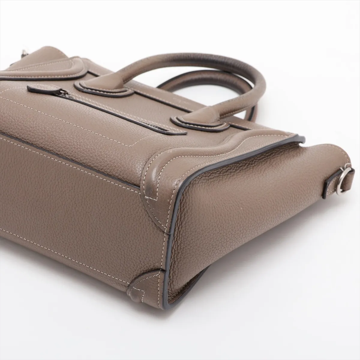 Luggage Nano Shopper Leather 2-Way Handbag, Greige — view 3