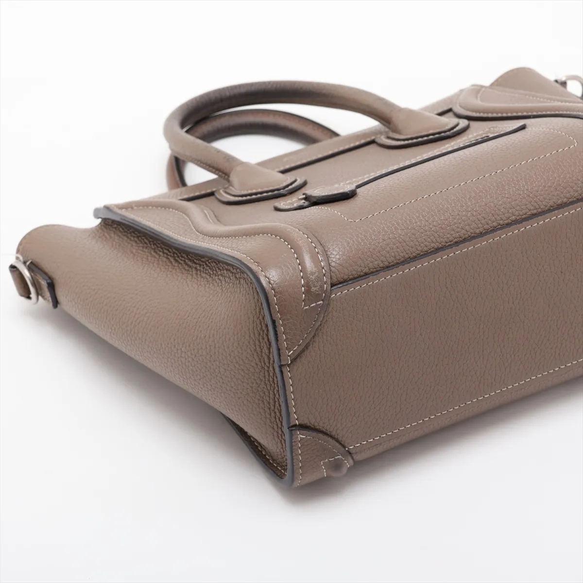 Luggage Nano Shopper Leather 2-Way Handbag, Greige — view 4