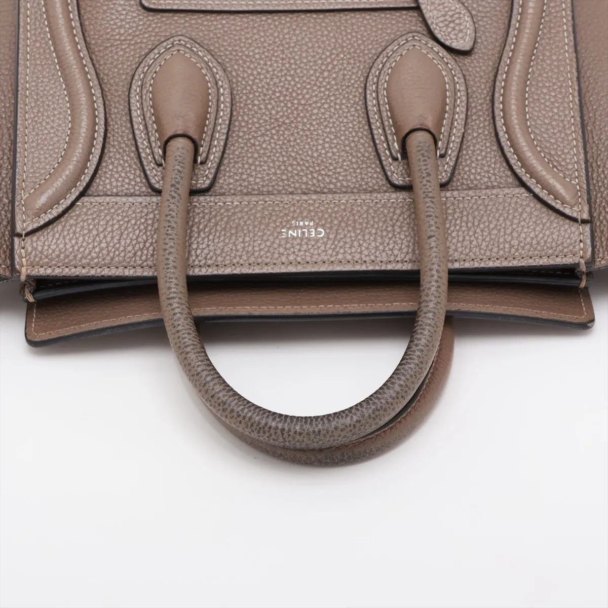 Luggage Nano Shopper Leather 2-Way Handbag, Greige — view 5