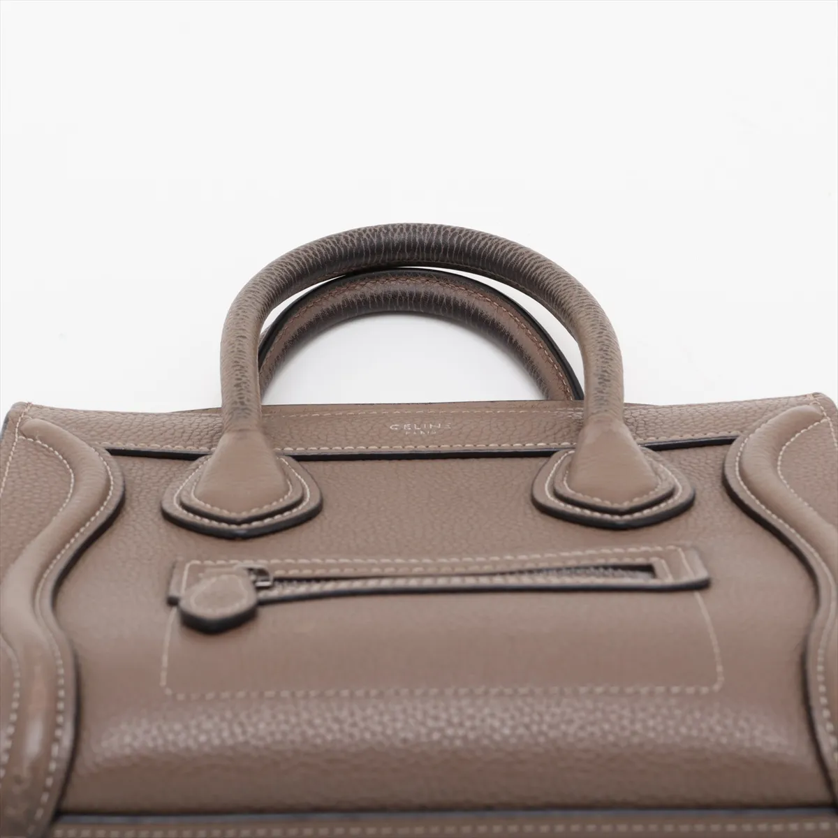 Luggage Nano Shopper Leather 2-Way Handbag, Greige — view 6