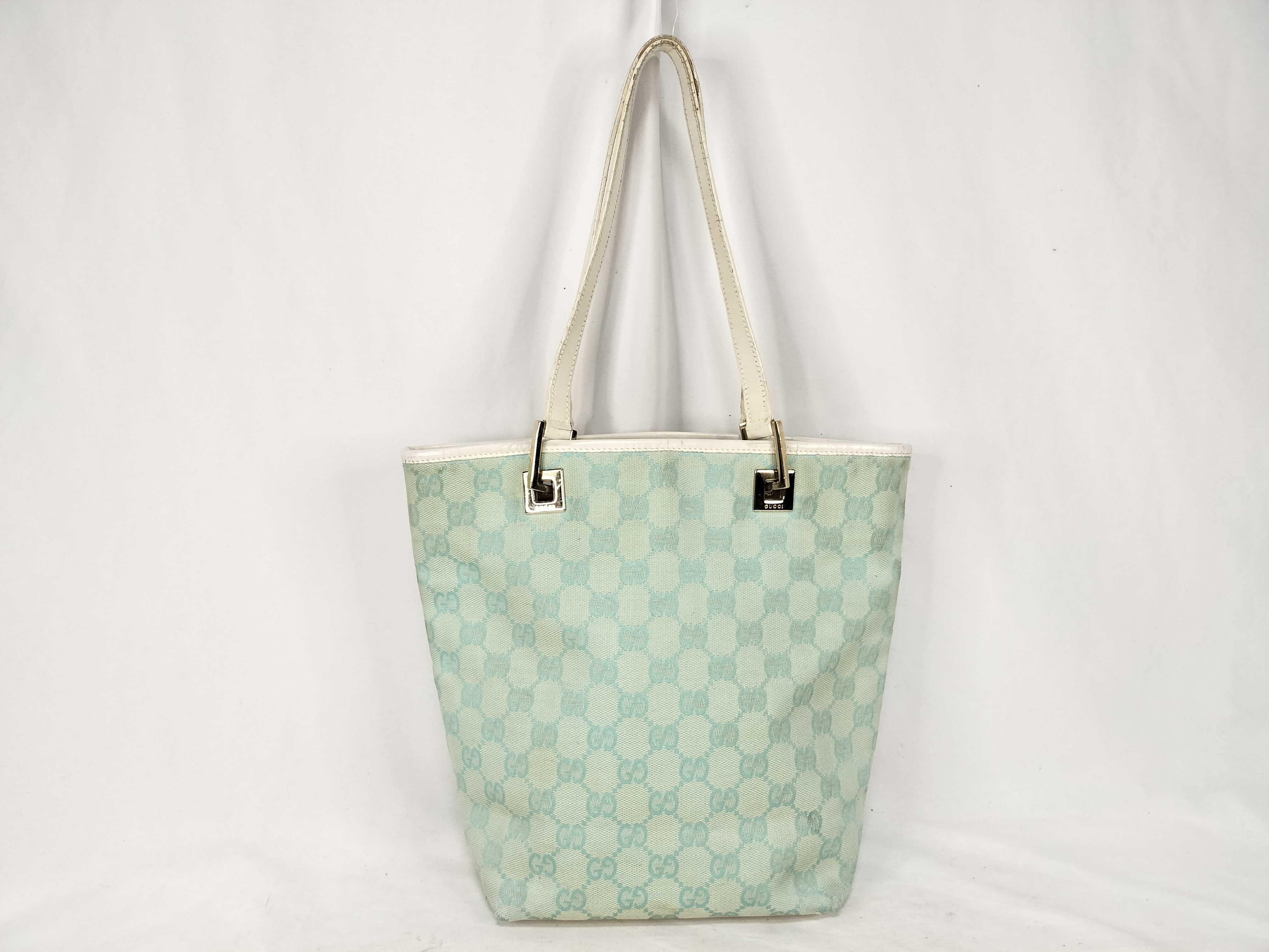 GG Canvas Handbag - Ice Blue x White