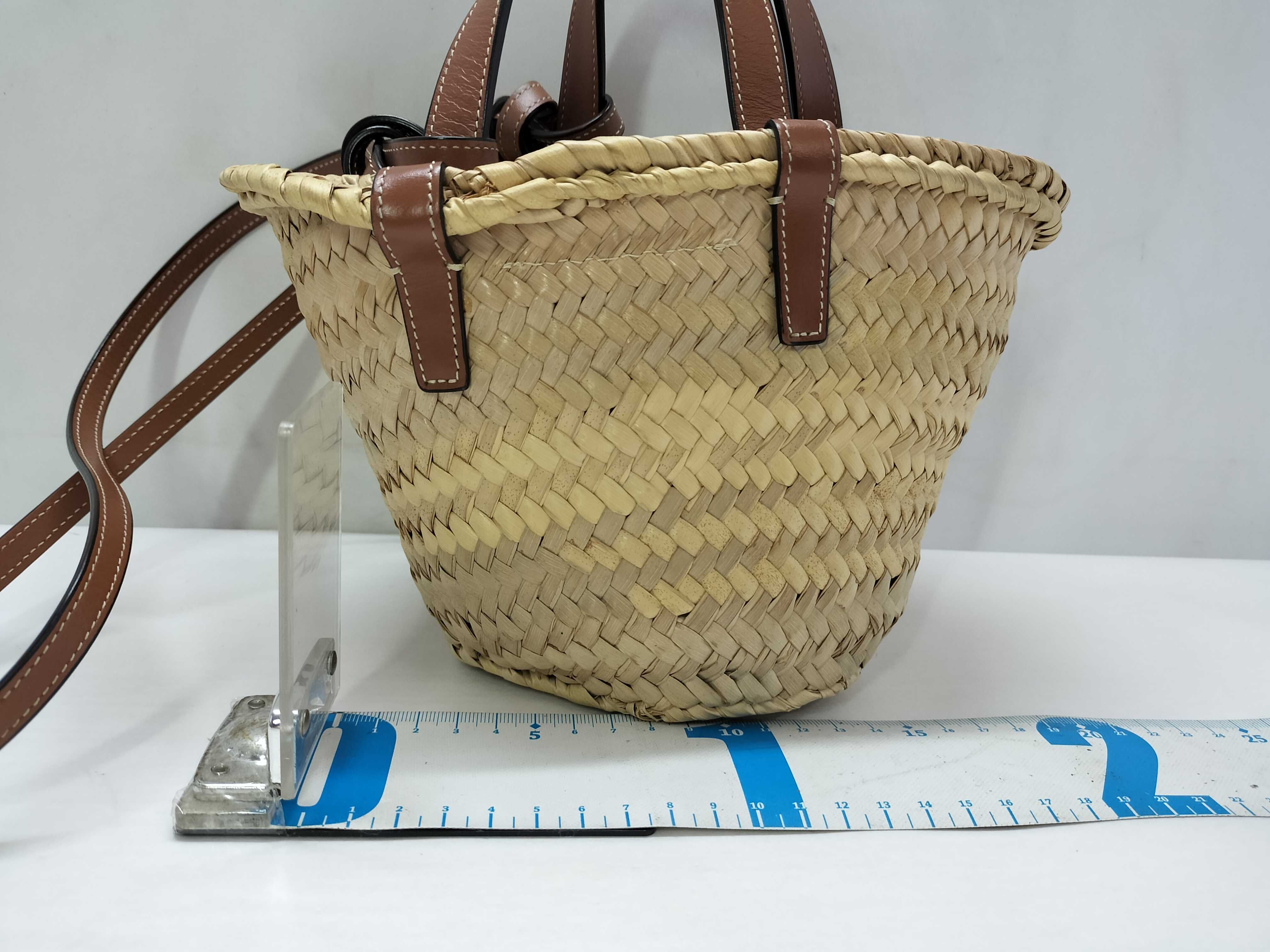 Triomphe Panier Small Raffia x Leather 2-Way Handbag Beige x Brown Handbag — view 2