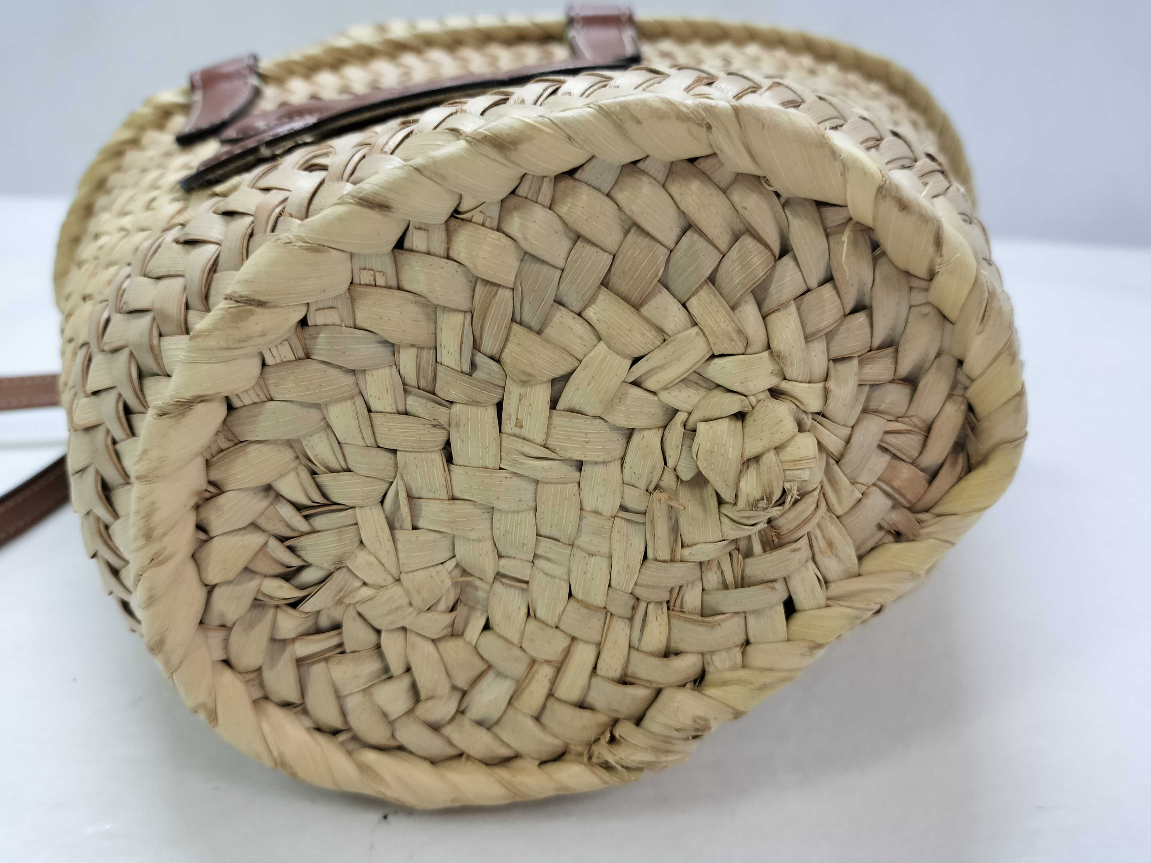 Triomphe Panier Small Raffia x Leather 2-Way Handbag Beige x Brown Handbag — view 11