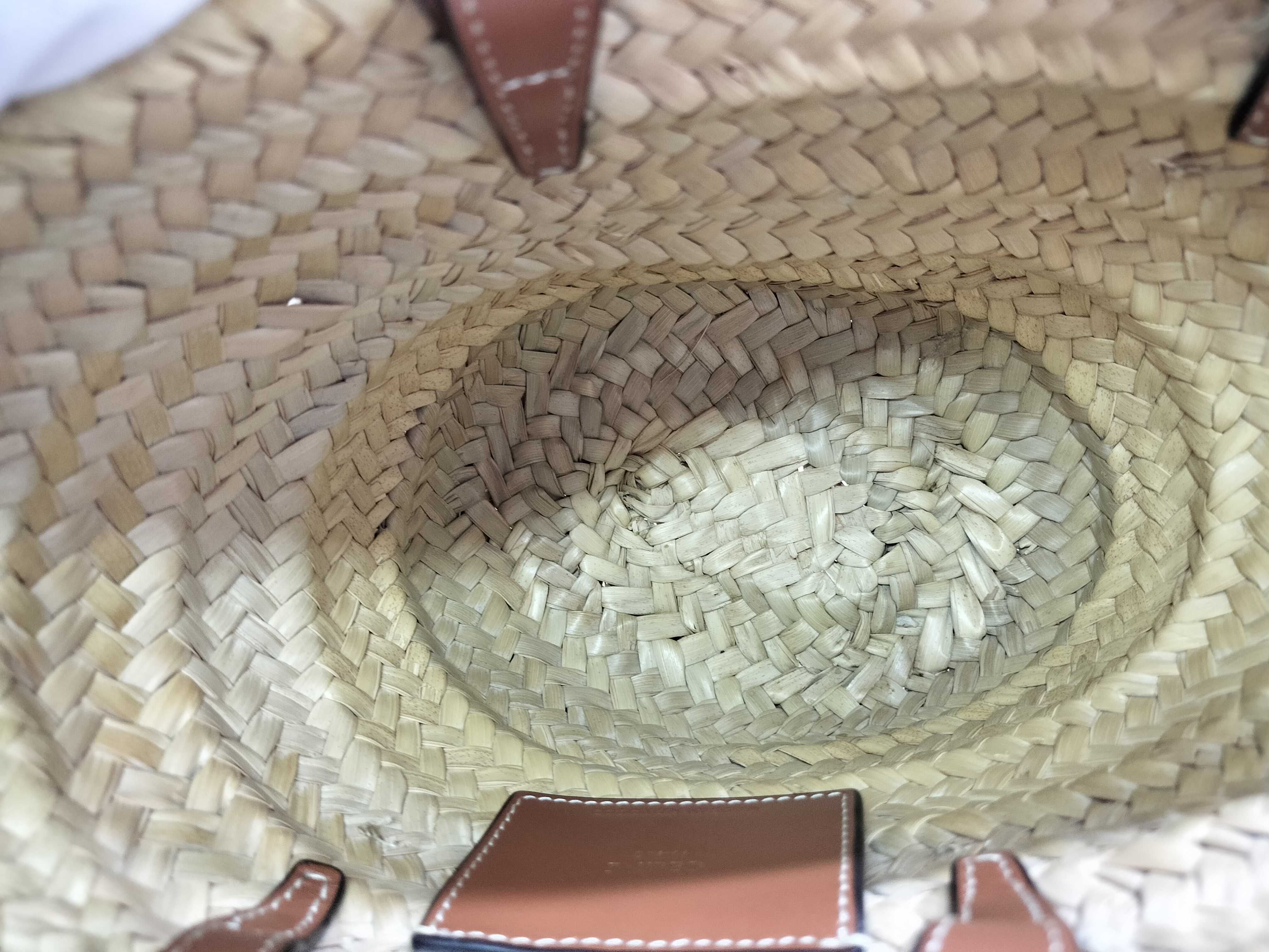 Triomphe Panier Small Raffia x Leather 2-Way Handbag Beige x Brown Handbag — view 7