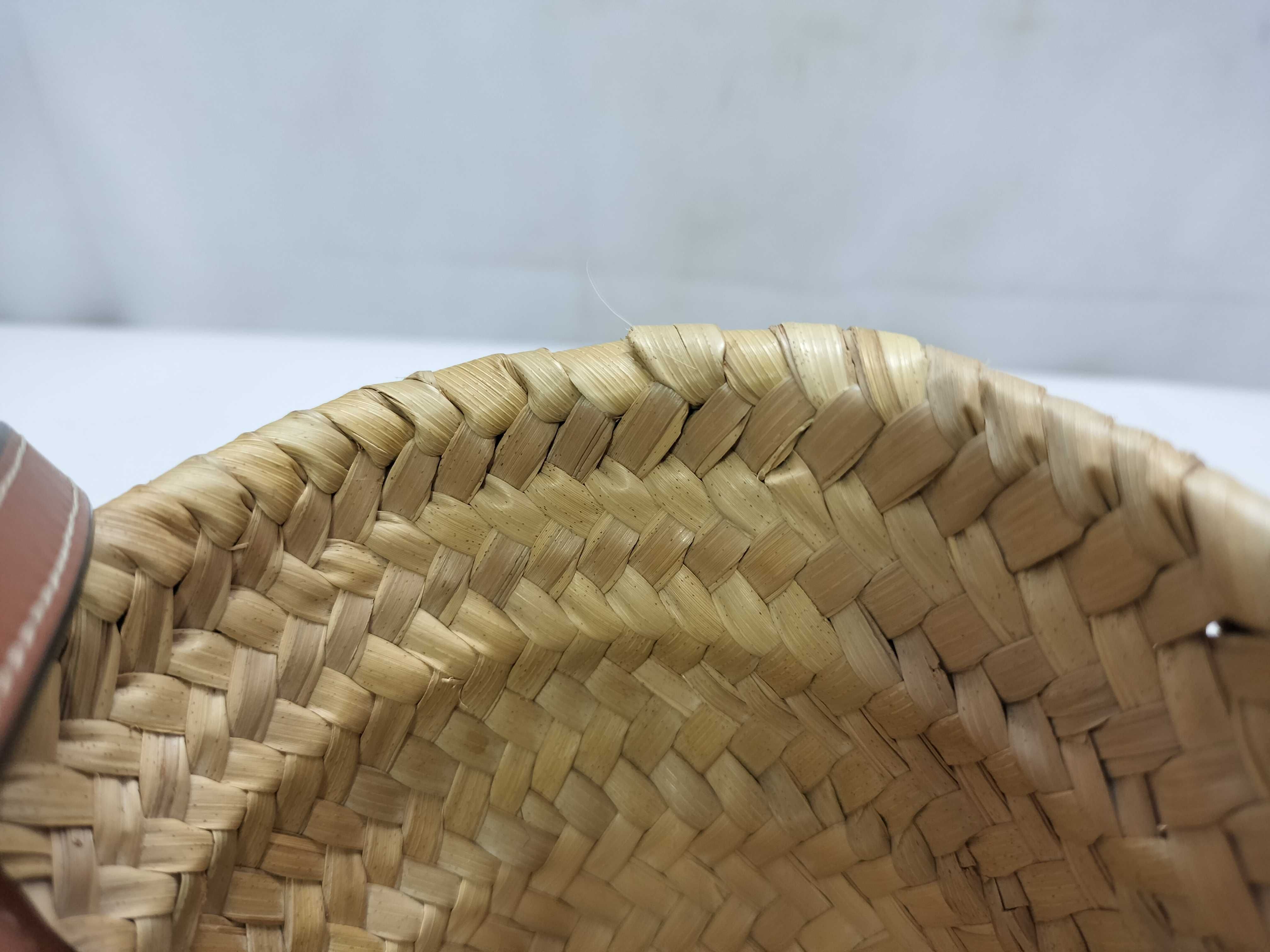 Triomphe Panier Small Raffia x Leather 2-Way Handbag Beige x Brown Handbag — view 9