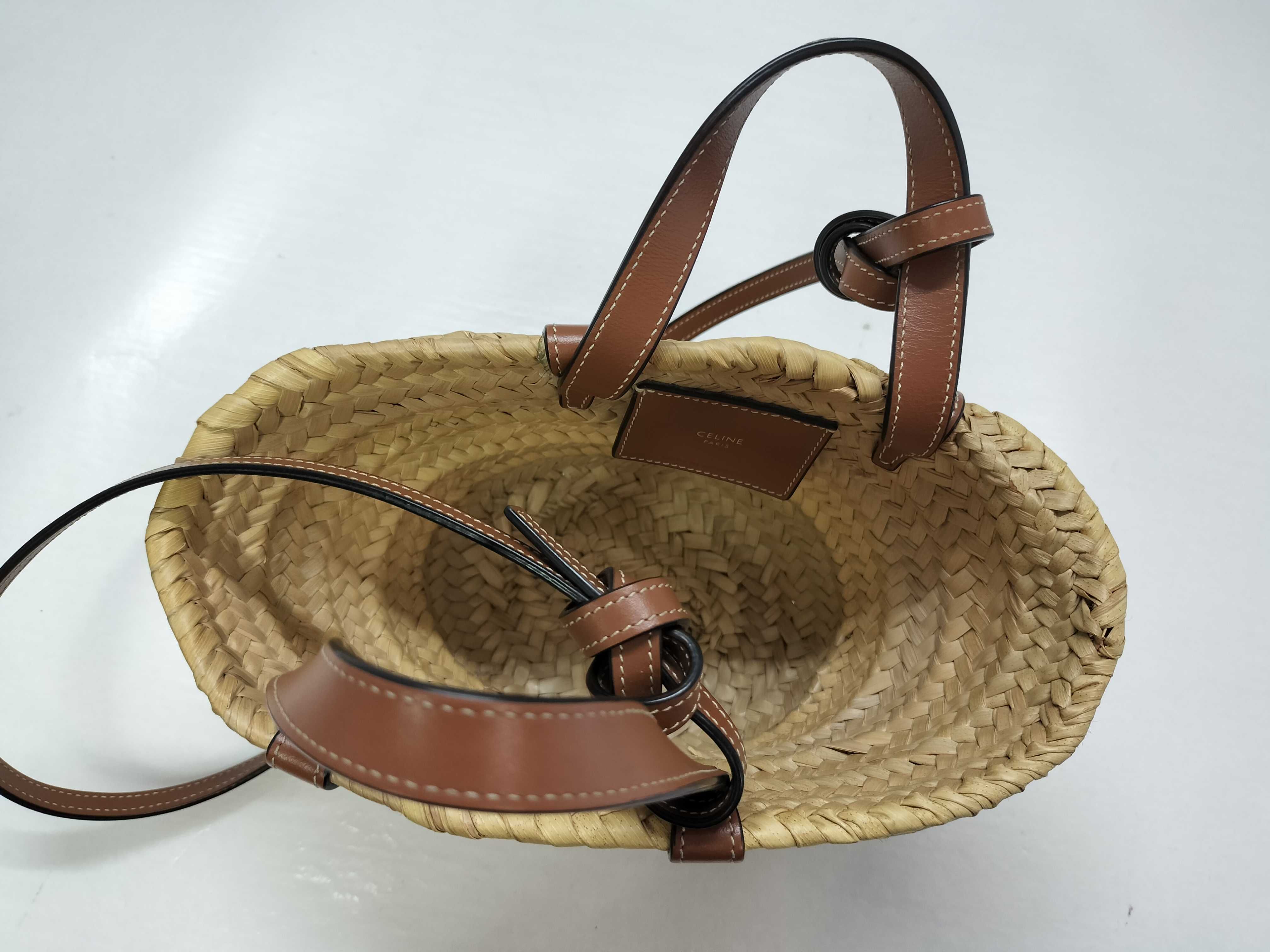 Triomphe Panier Small Raffia x Leather 2-Way Handbag Beige x Brown Handbag — view 10